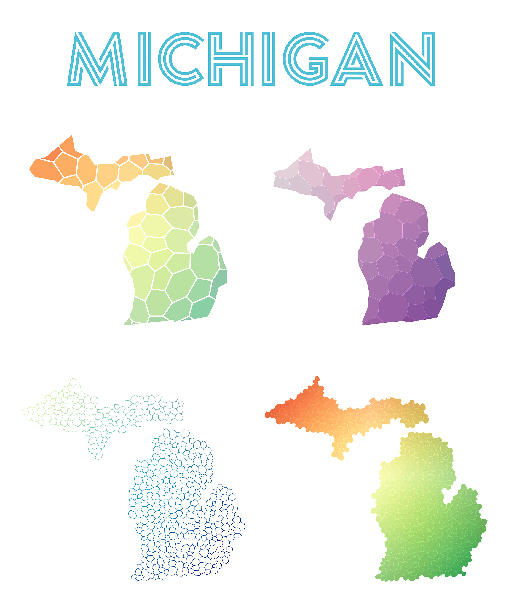 michigan polygonal us state map.