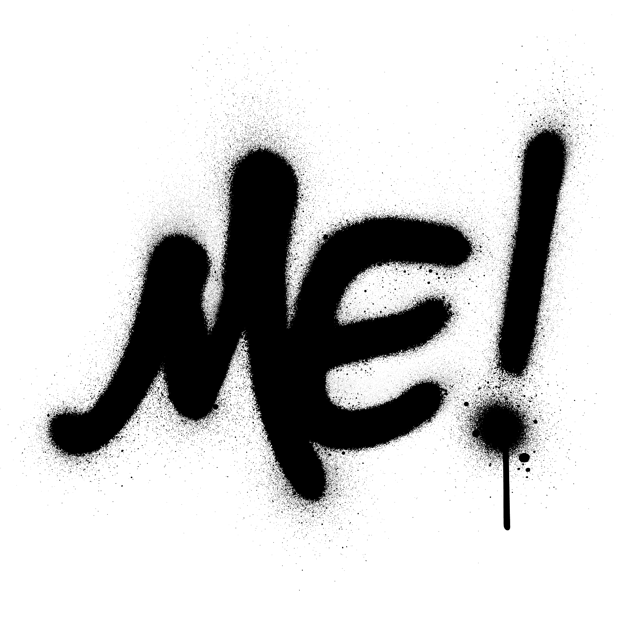 graffiti me word sprayed in black over white