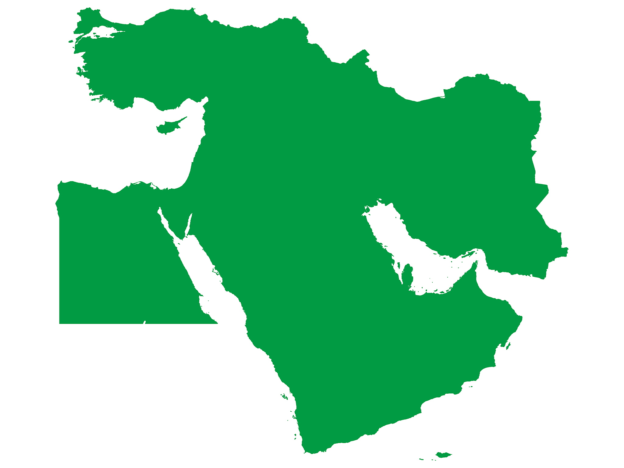 green map of middle east