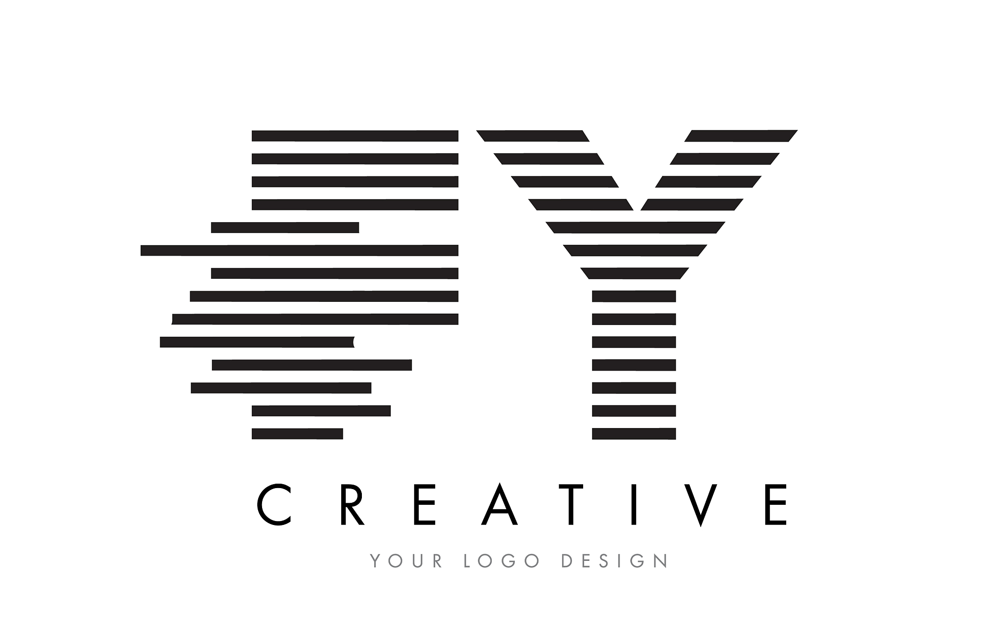 fy f y zebra letter logo design with black and