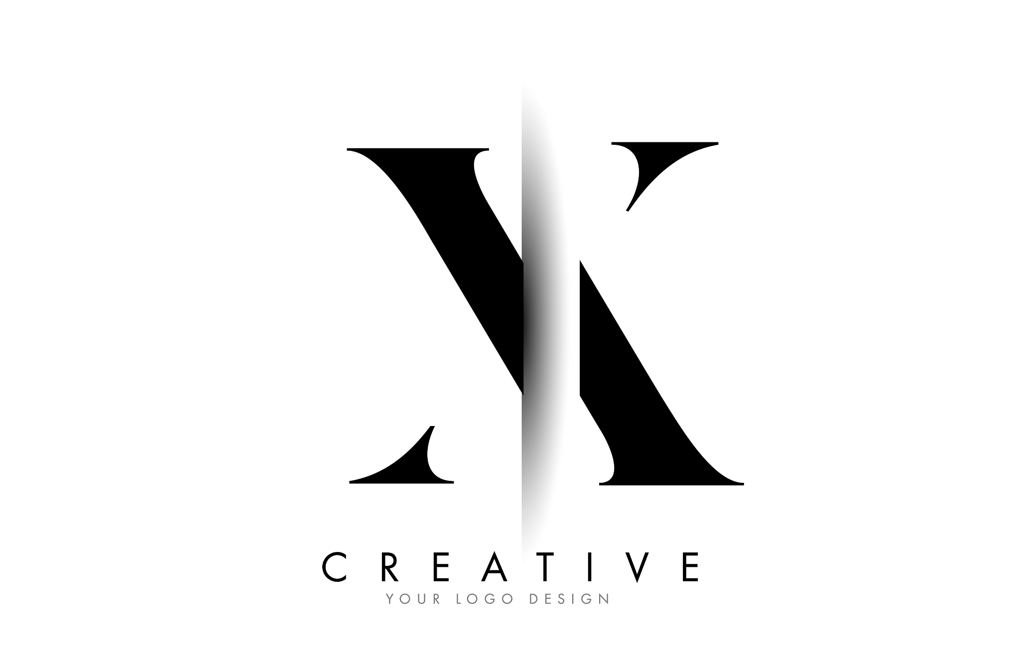 x letter logo with creative shadow cut design