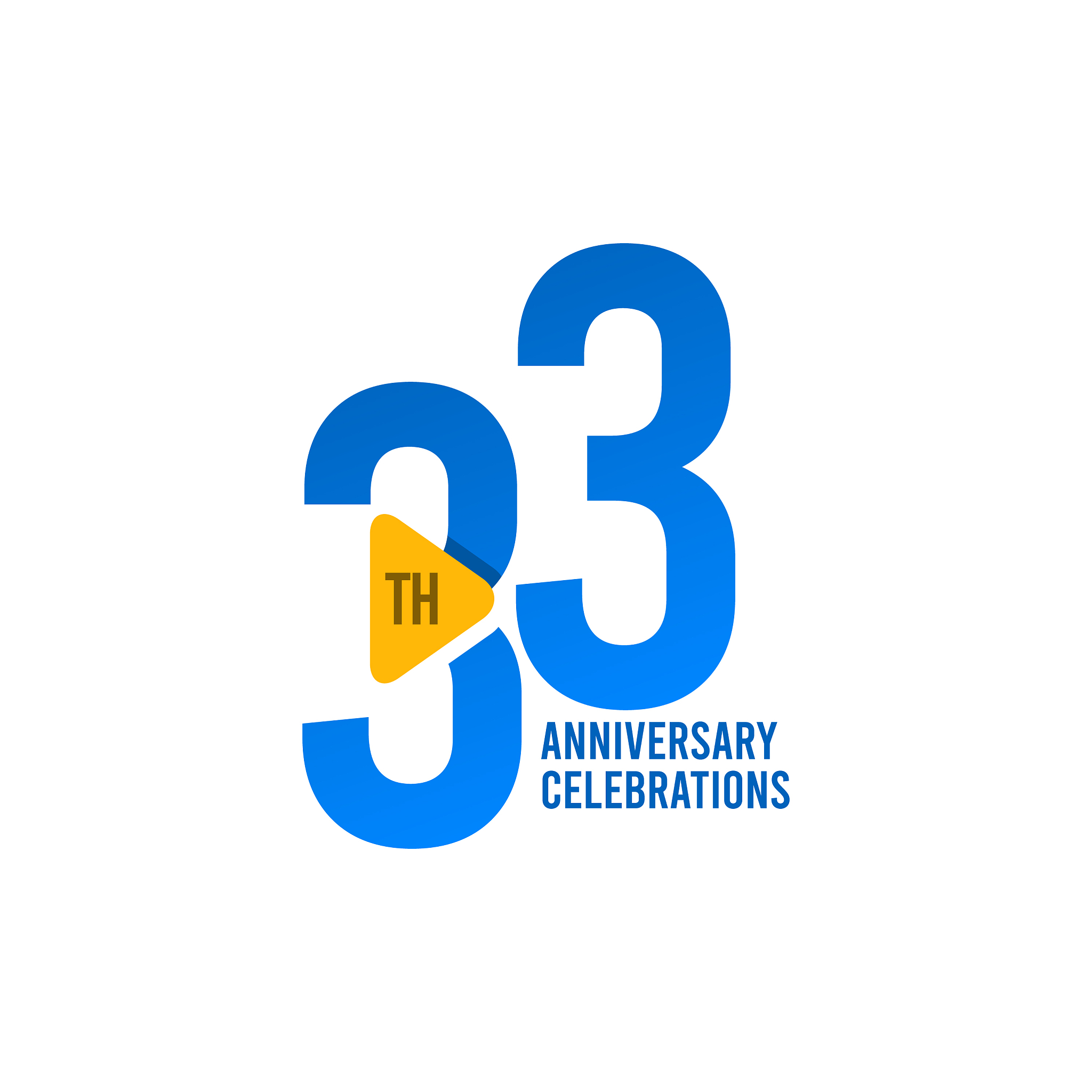 33 years anniversary celebration blue template