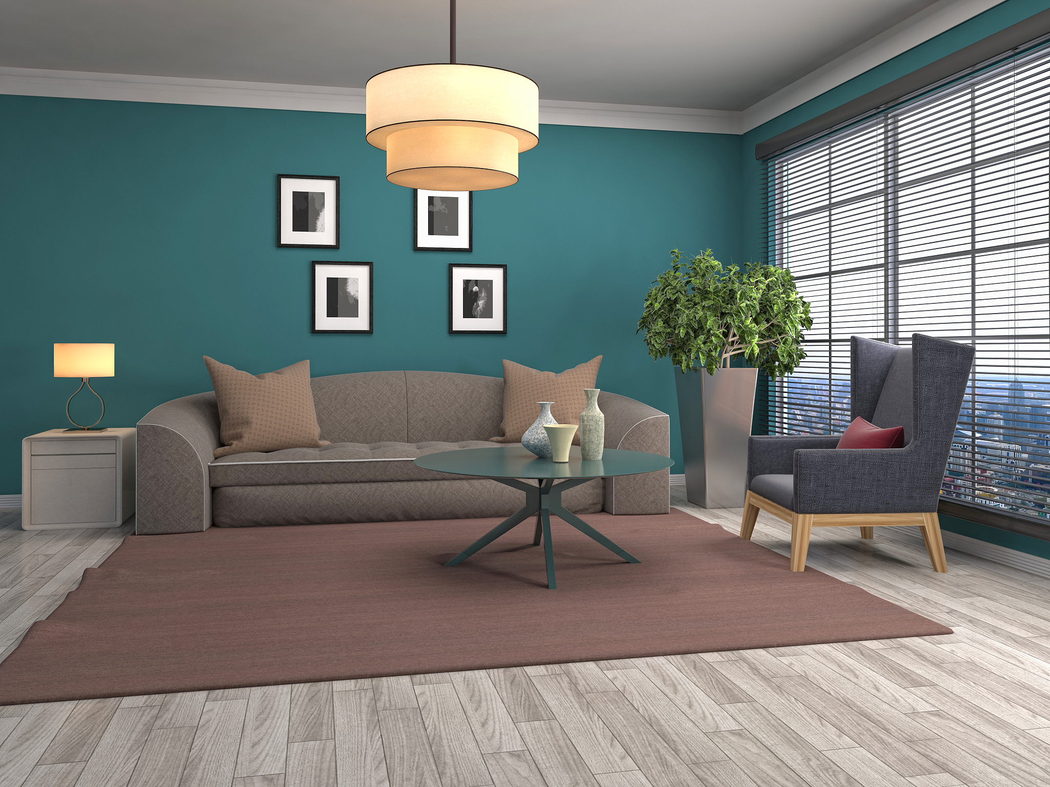 蜜茶色搭配闷青色：打造温暖沉静的氛围