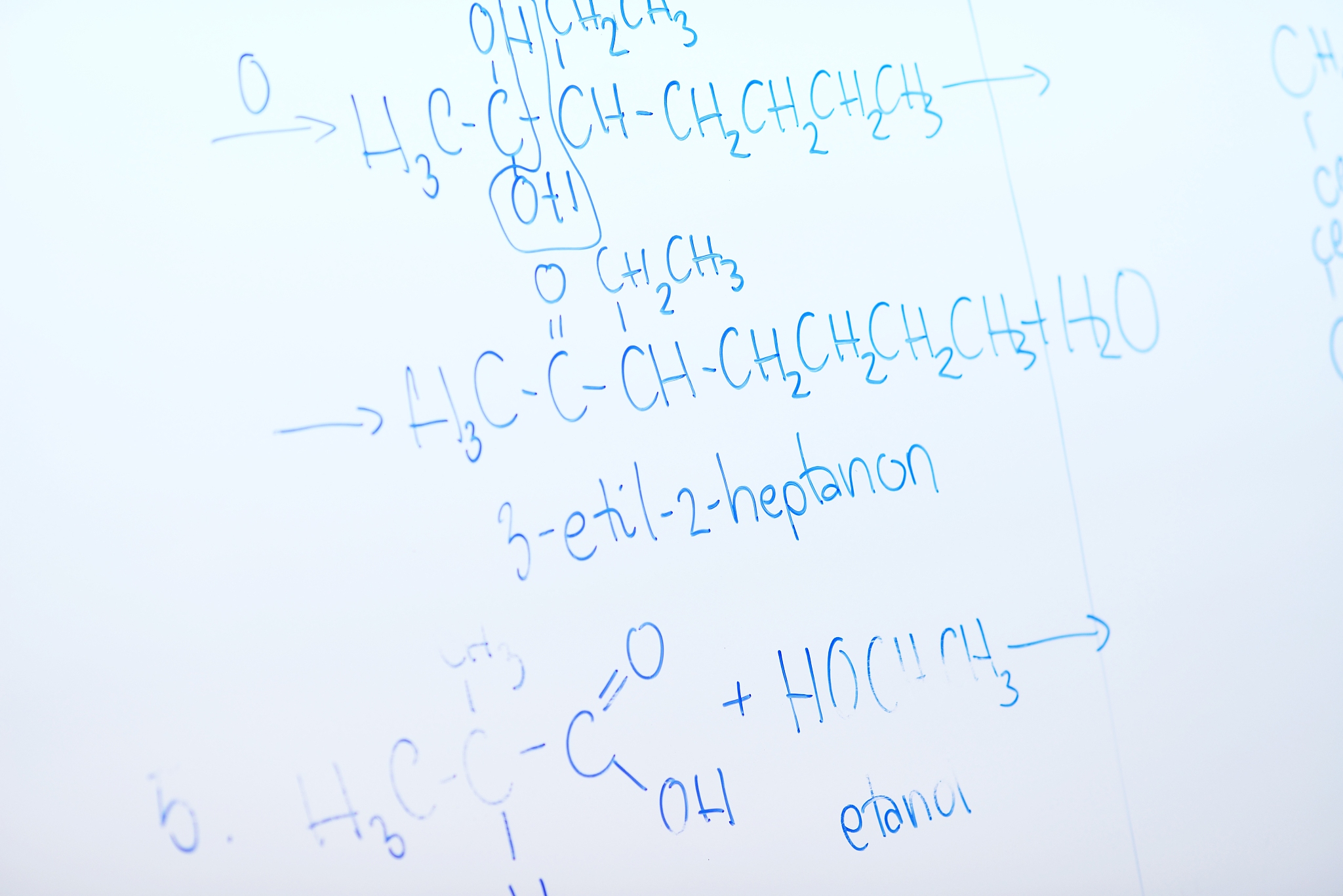 abstract science and  chemical molecule structure on white board