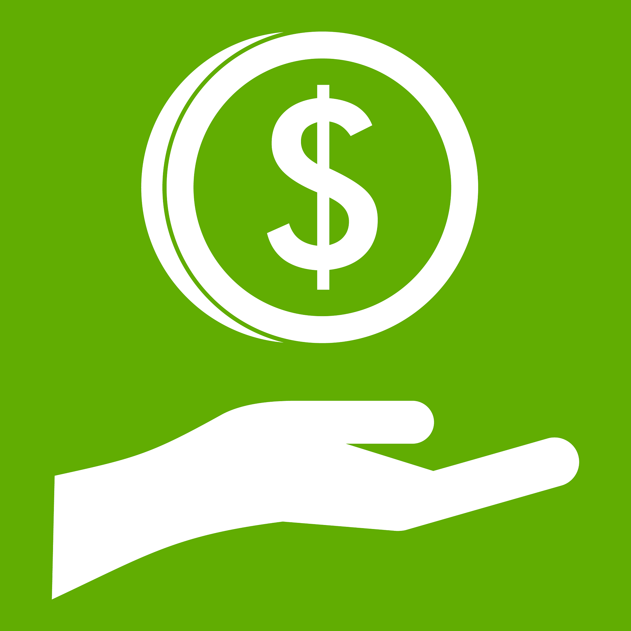hand and dollar coin icon green