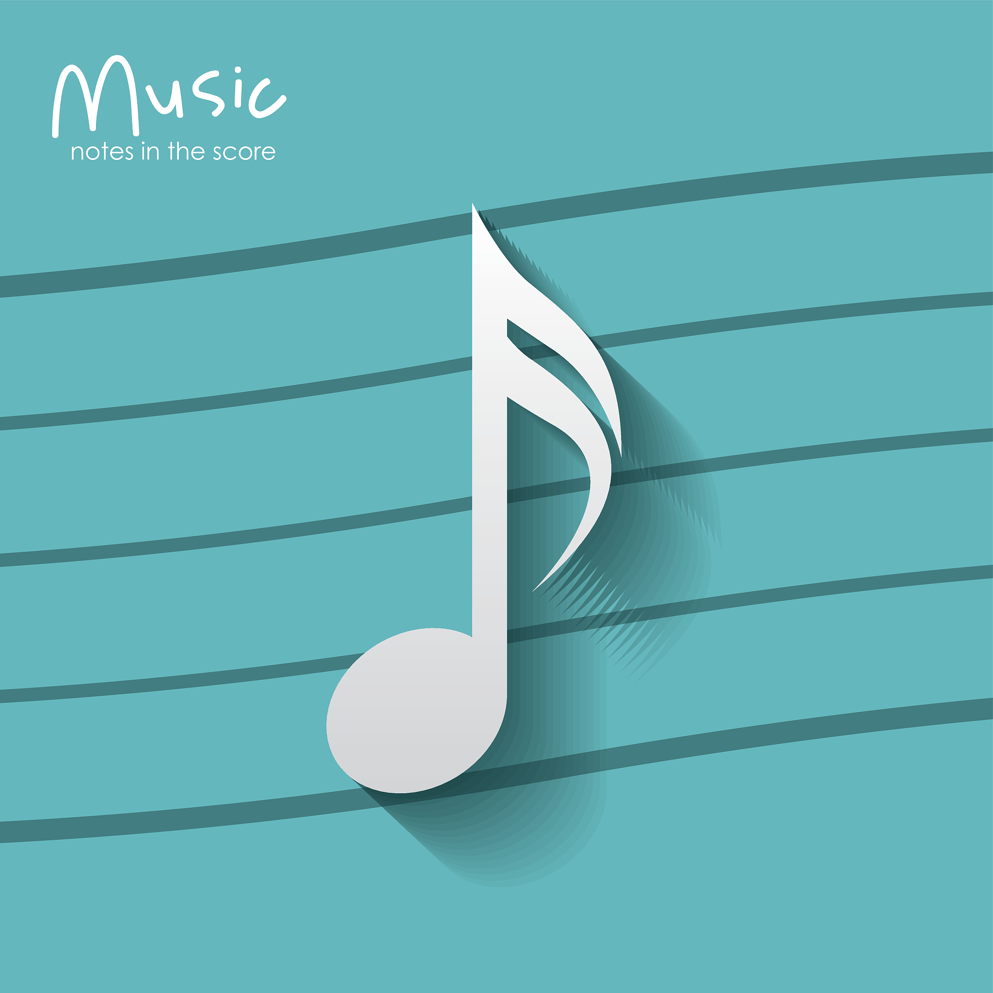 music note over striped background design