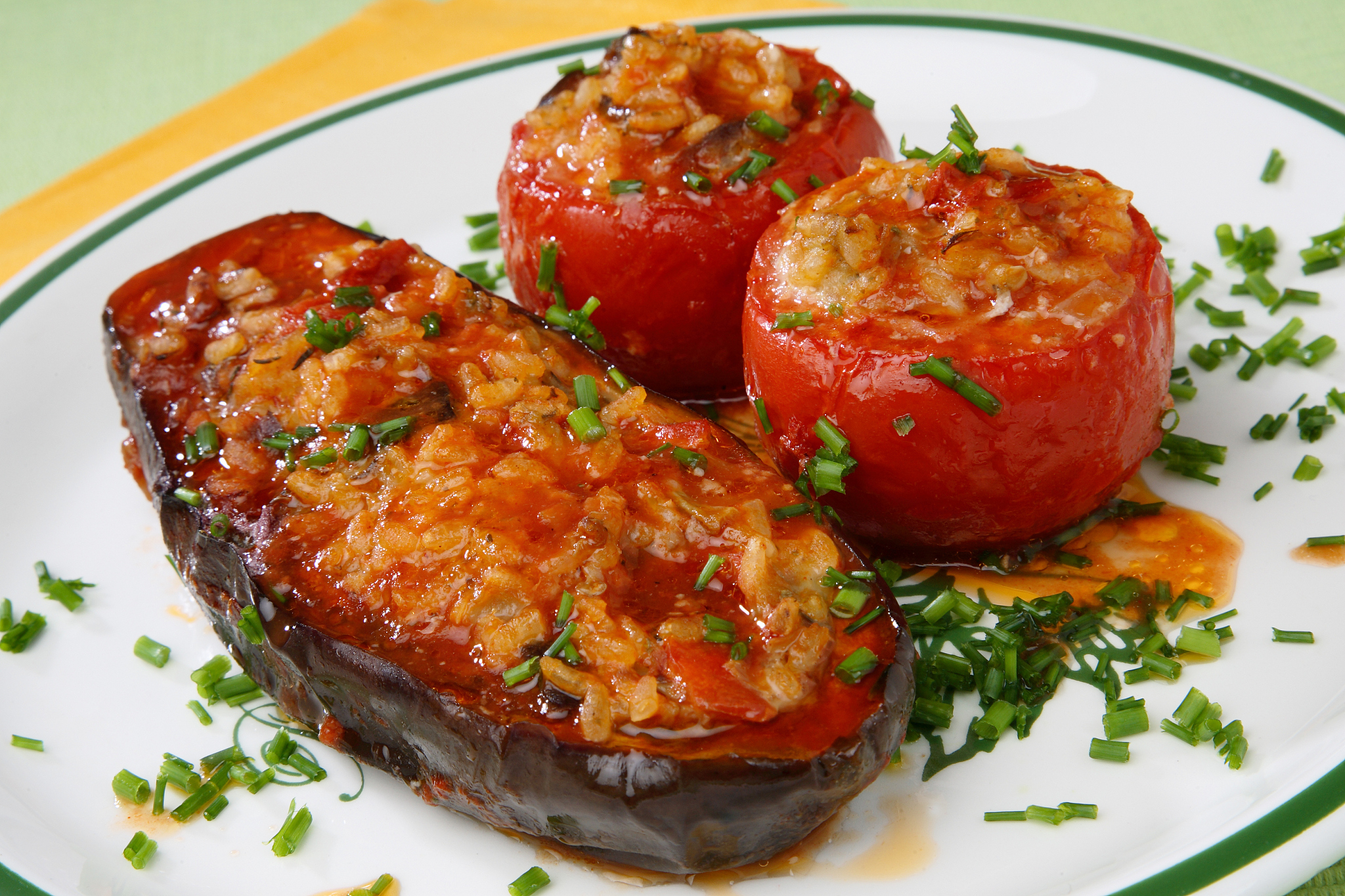 eggplant and tomatoes