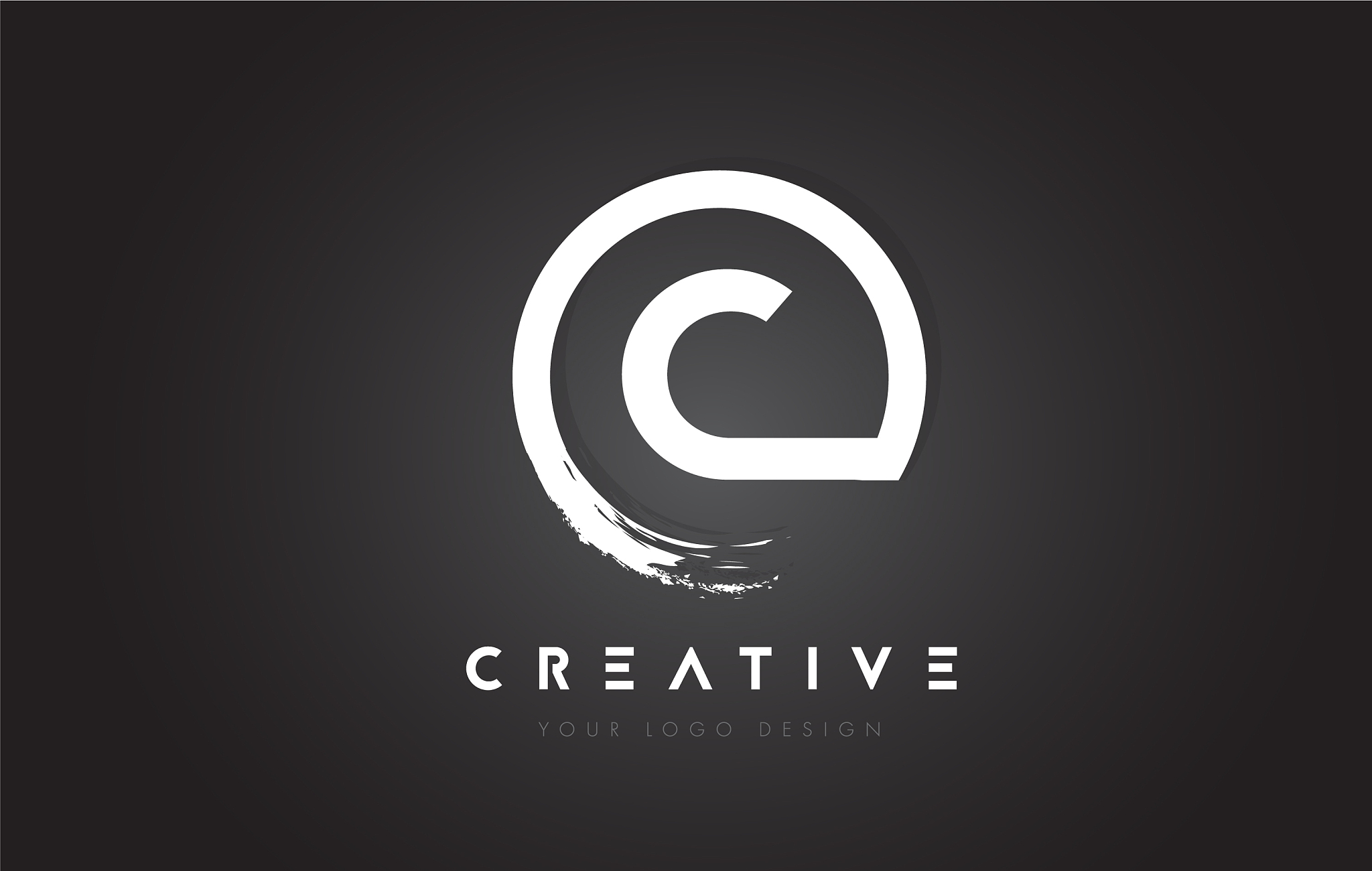 c circular letter logo with circle brush design