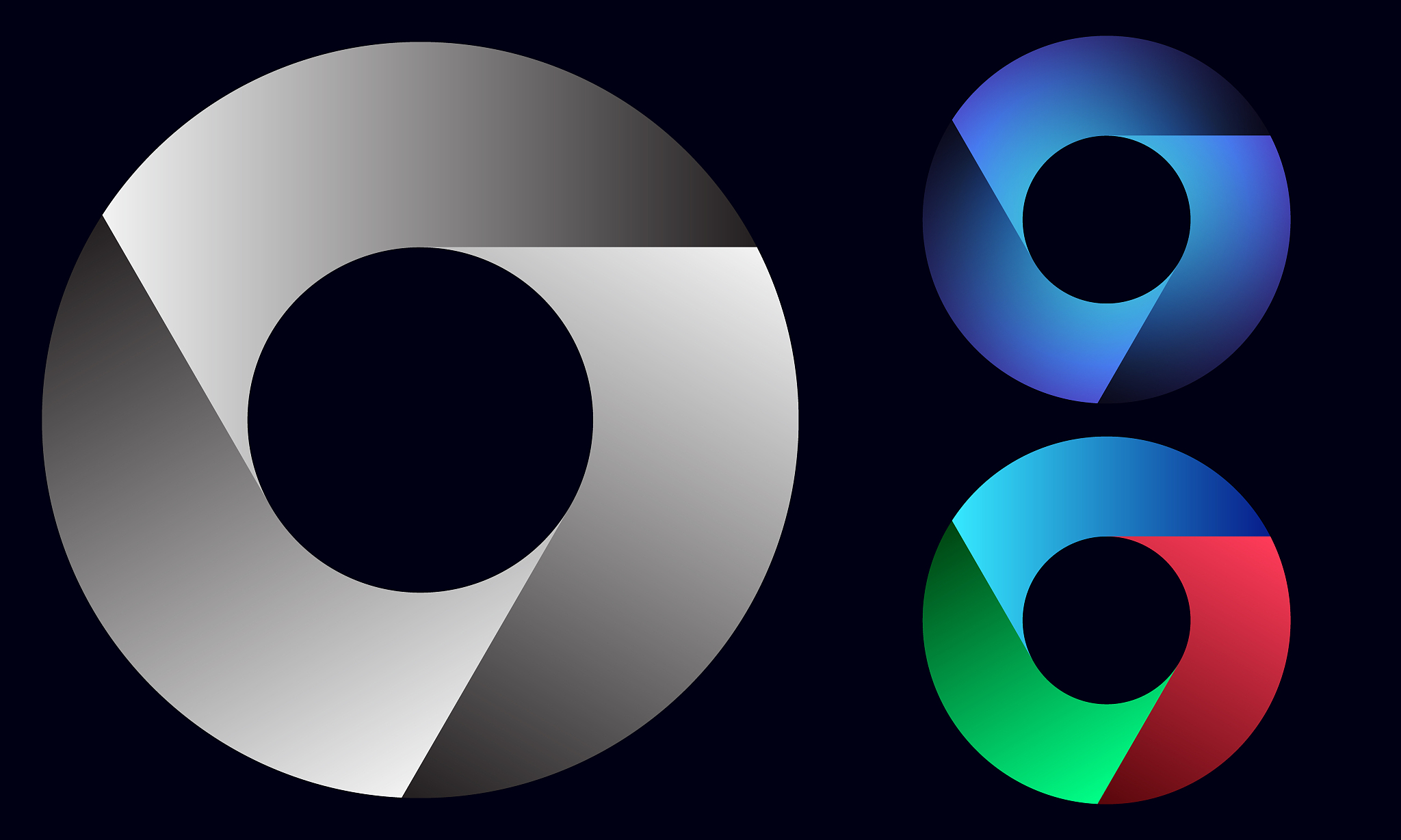 3 segments circle with gradient. art metallic circle logo or ico
