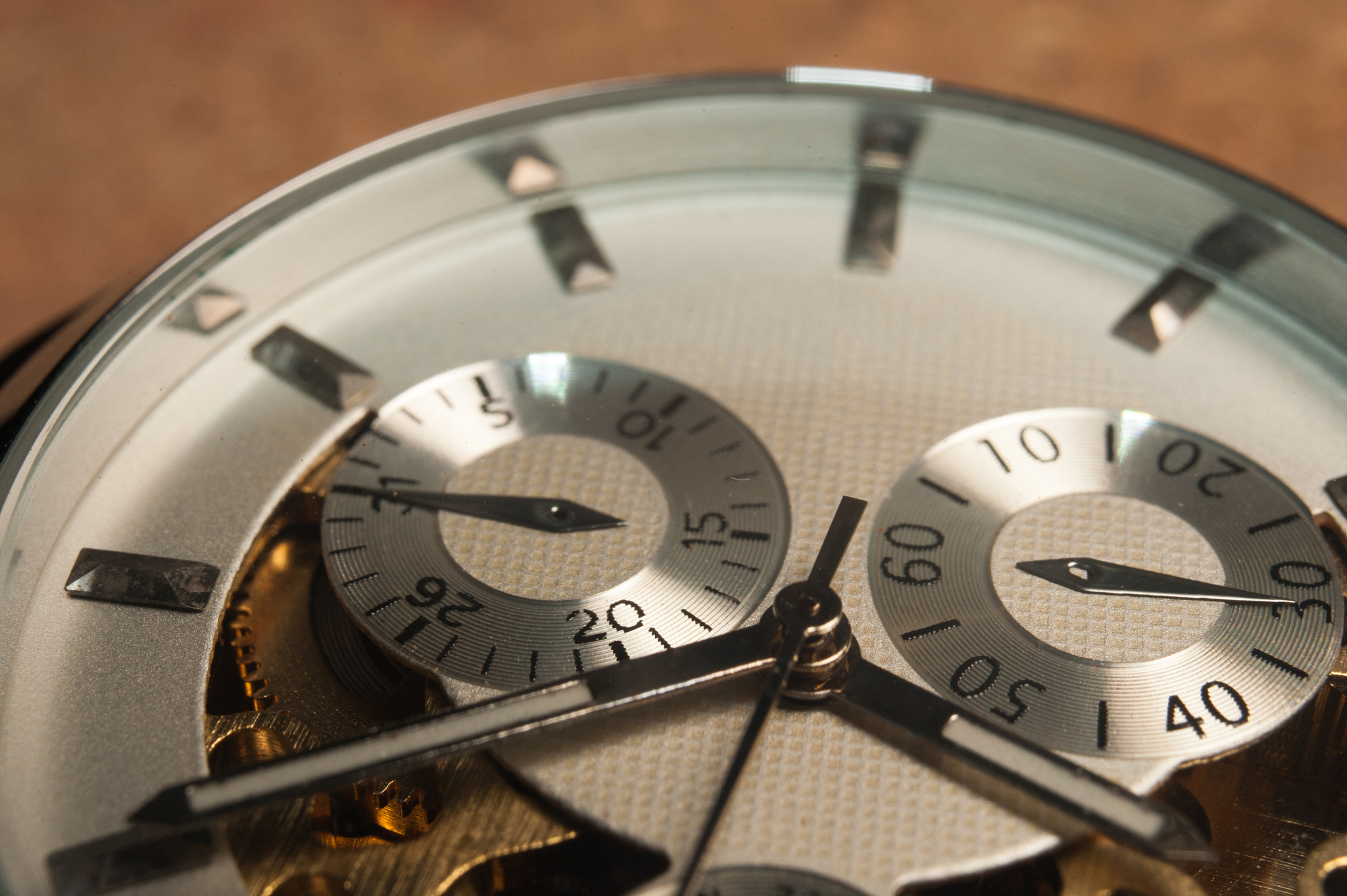 detail of watch machinery on the table.