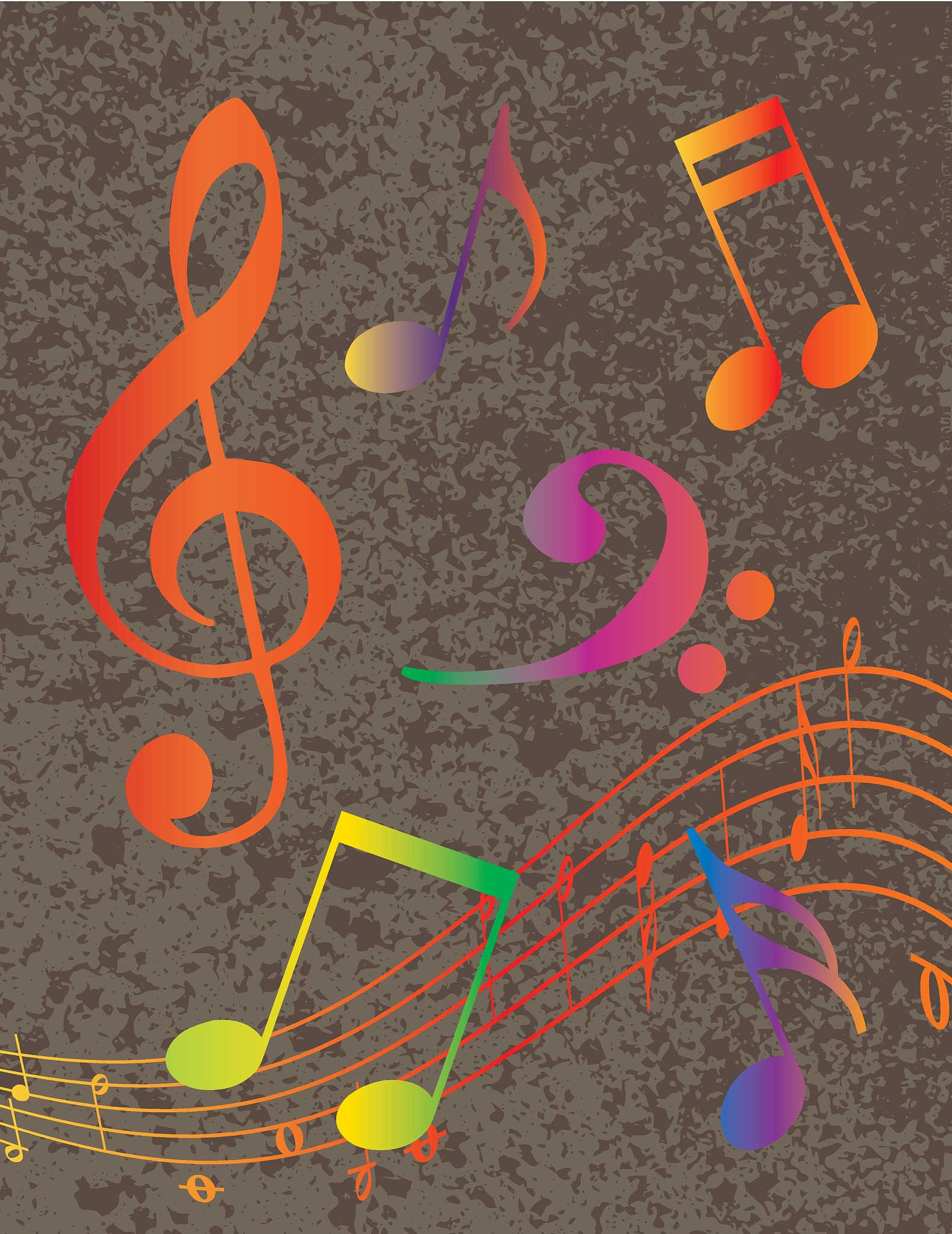 colorful musical notes on textured background illustration