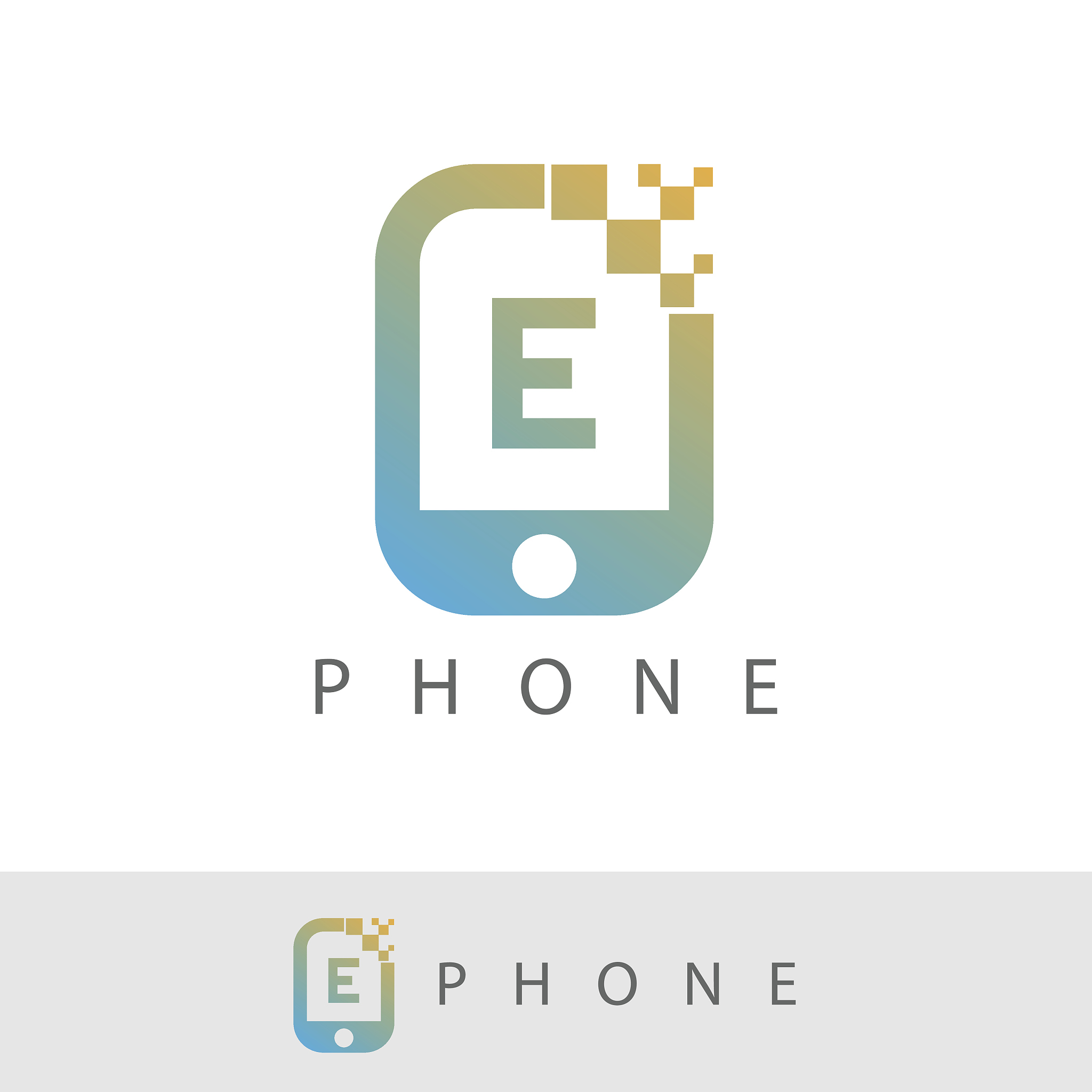 phone pixel initial letter e icon design