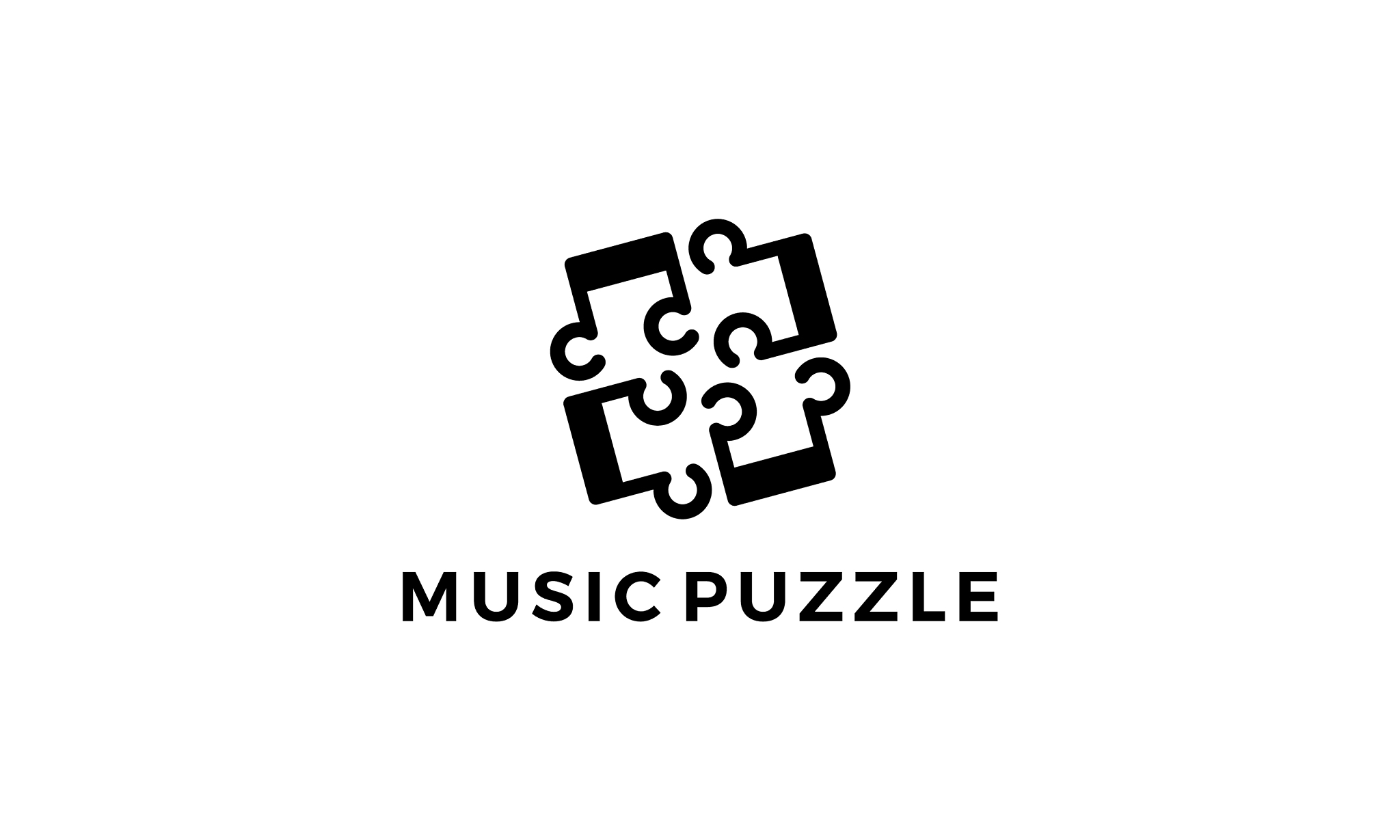 music puzzle logo design concept