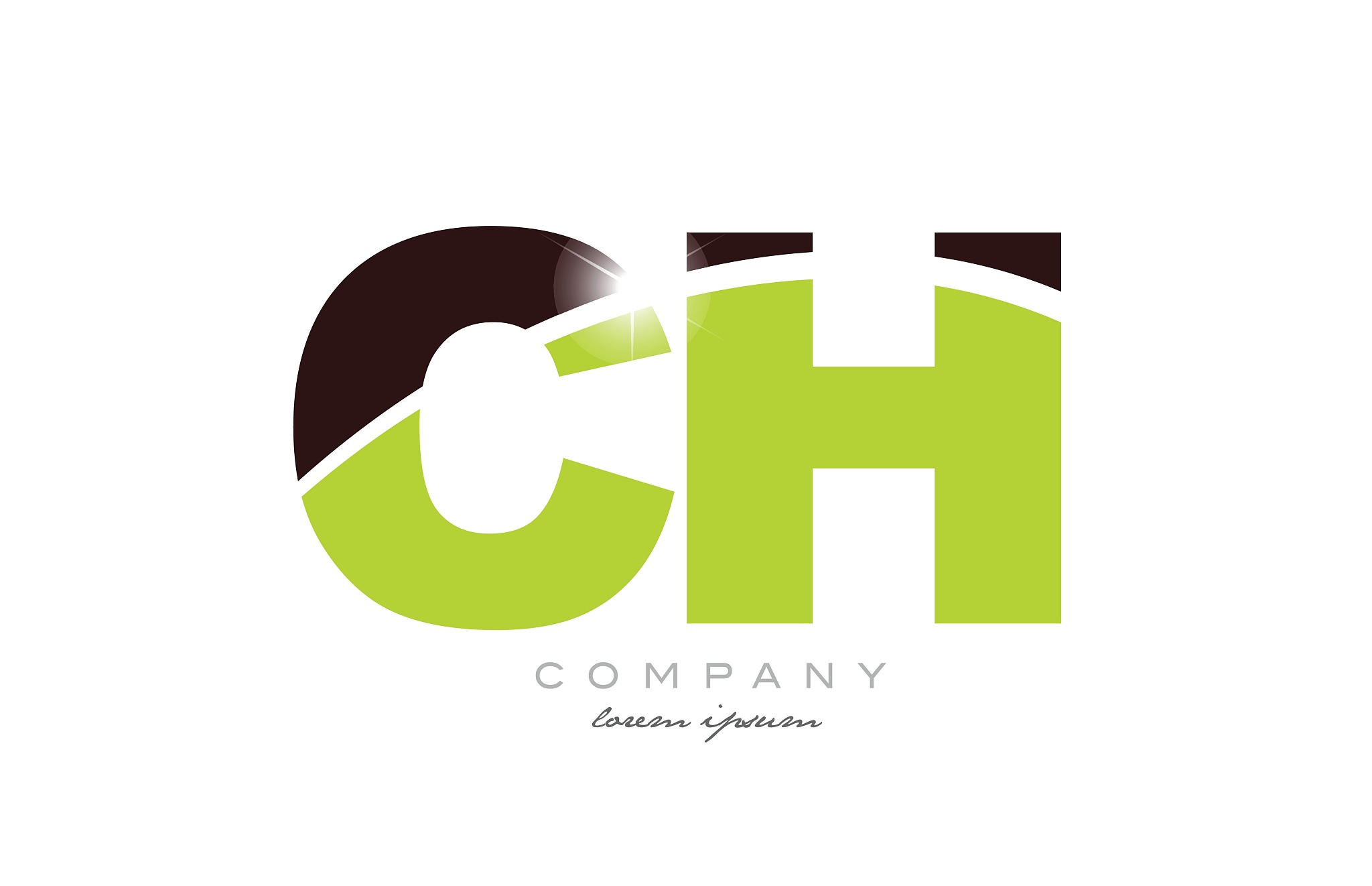 letter ch c h alphabet combination in green and brown color for