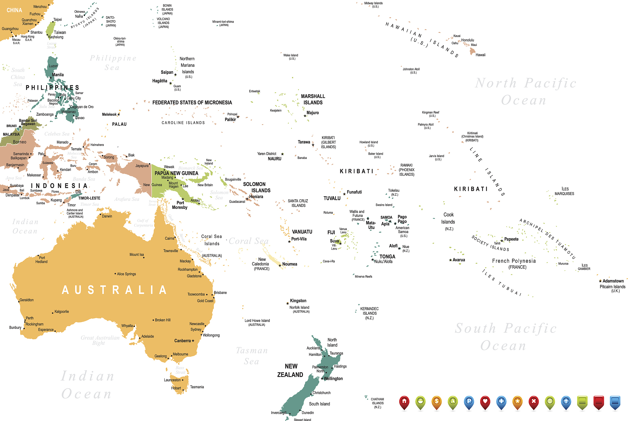 australia and oceania map