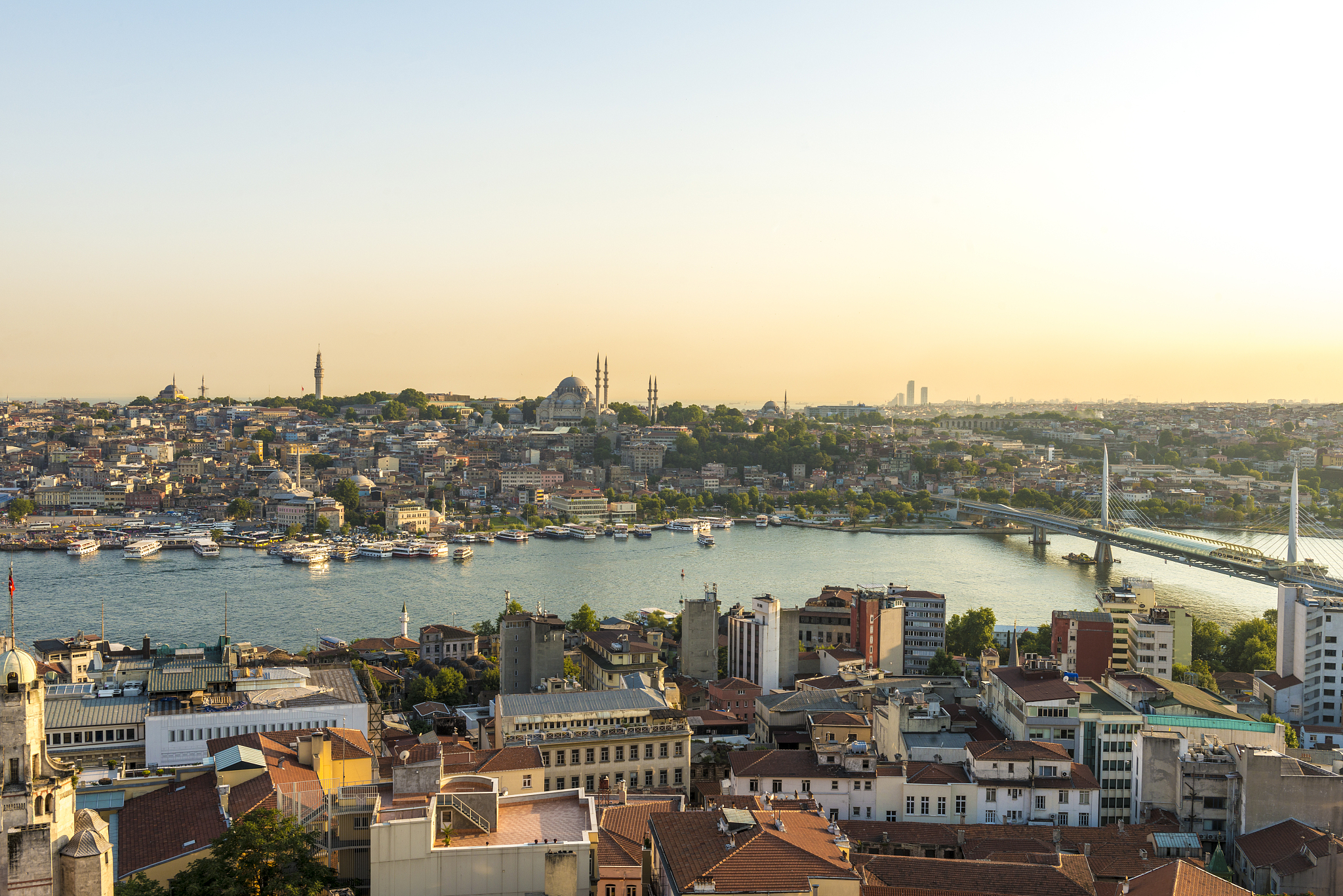 istanbul aerial view at sunset
