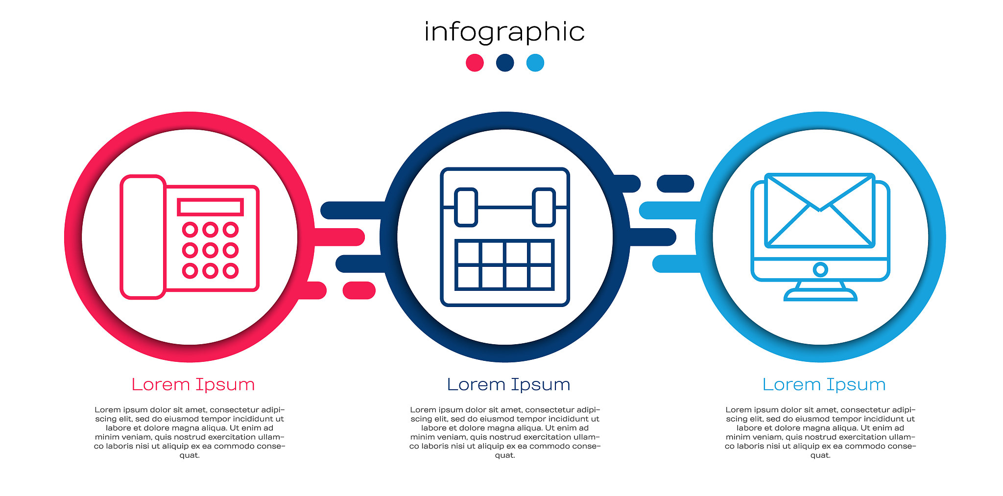set line telephone, calendar and monitor and envelope. business 