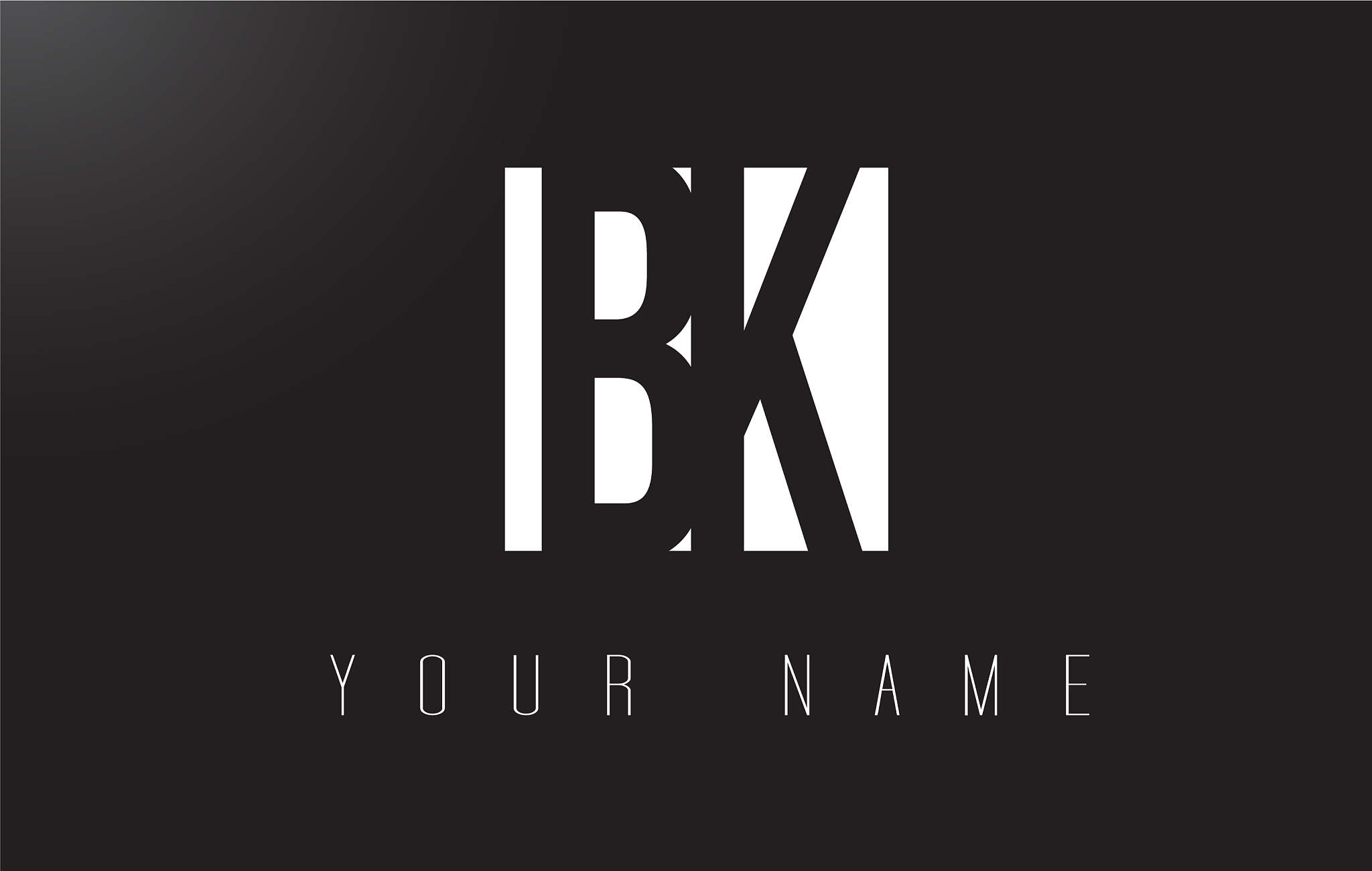 bk letter logo with black and white negative