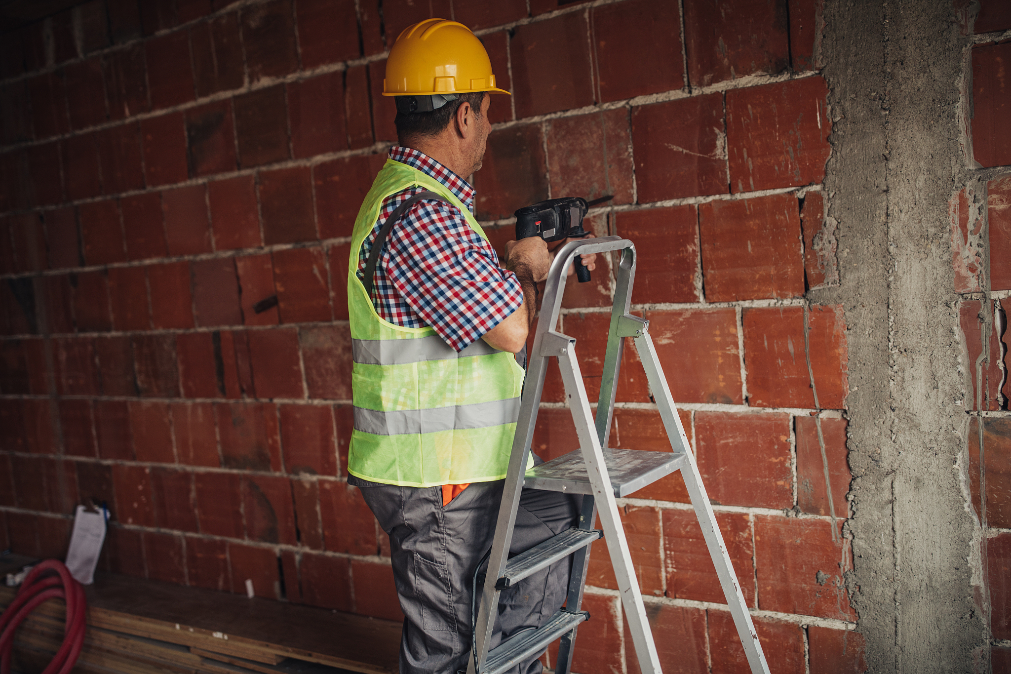 construction worker in action
