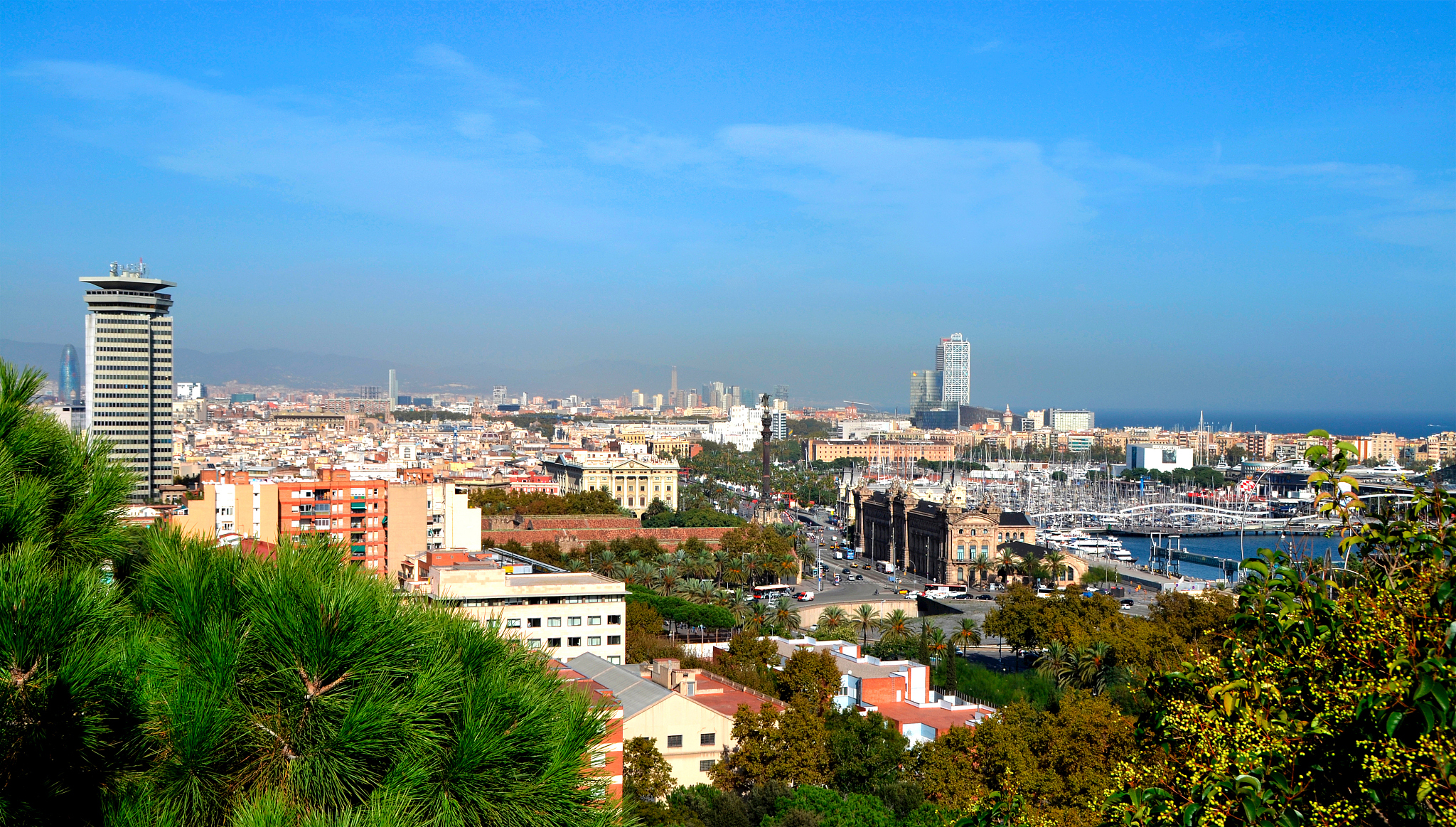 high angle view of buildings against blue sky
