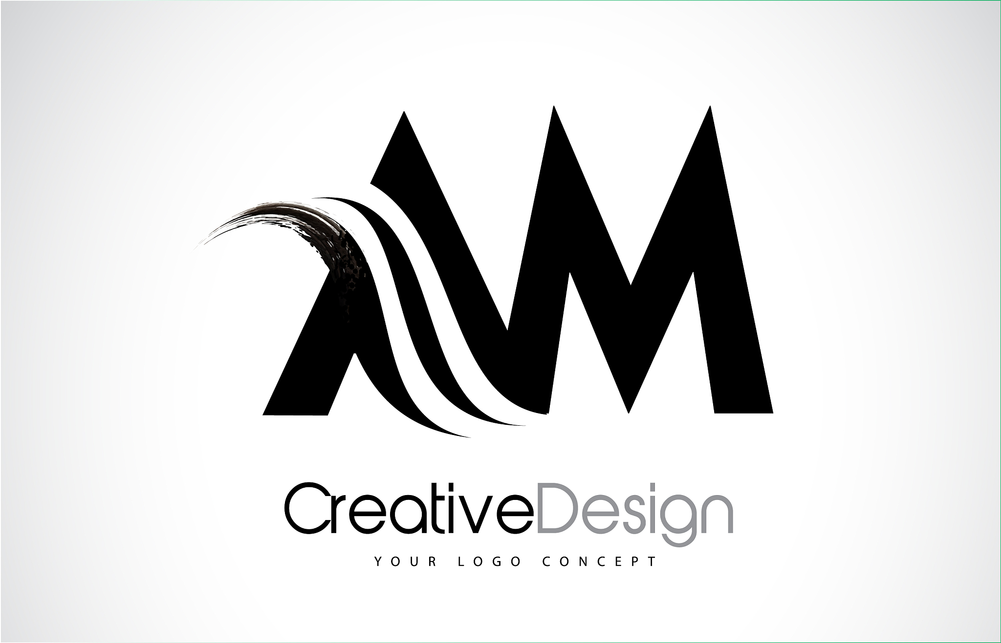 am a m creative brush black letters design with