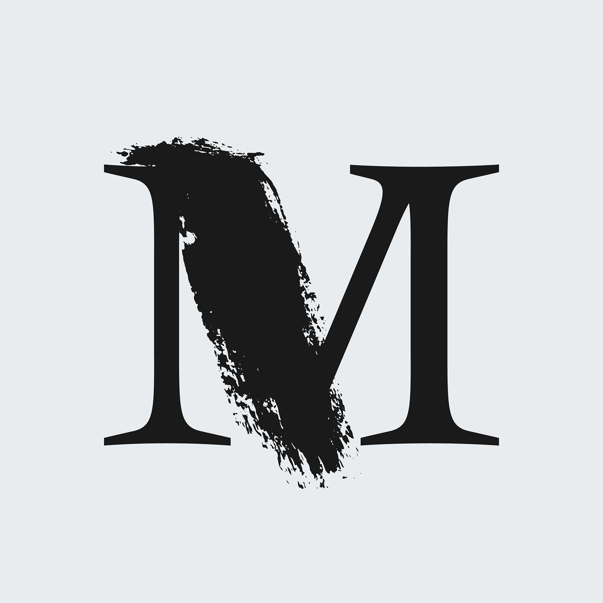m letter logo custom serif style lettering with