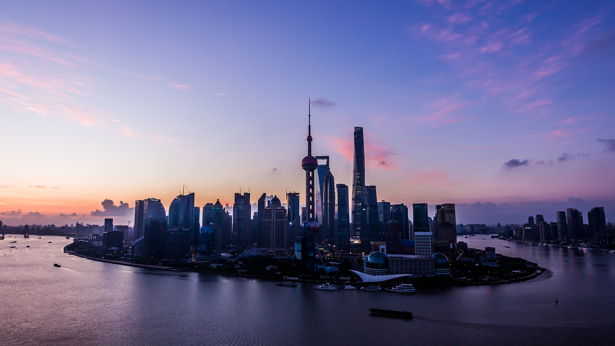 panoramic skyline of shanghai