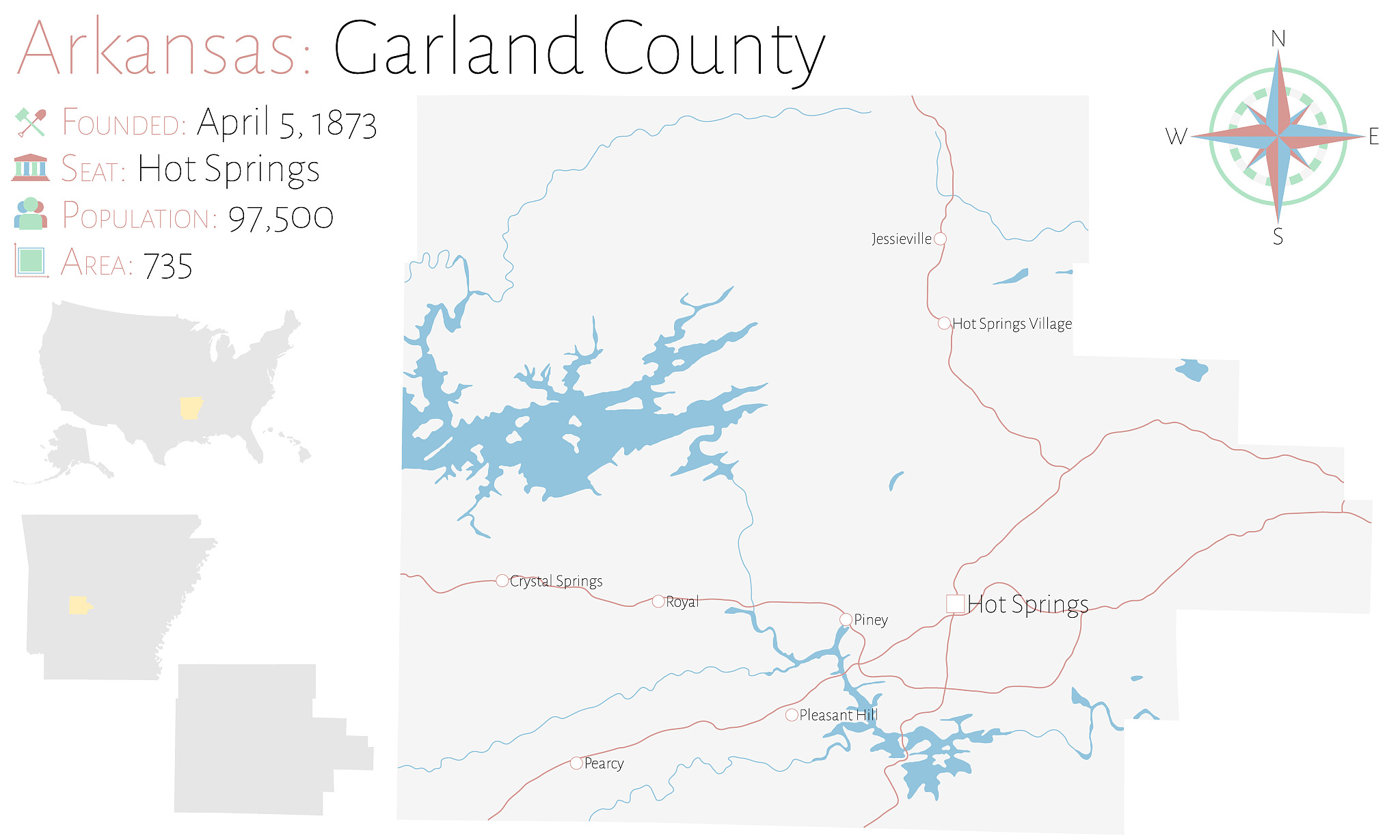 map of garland county in arkansas