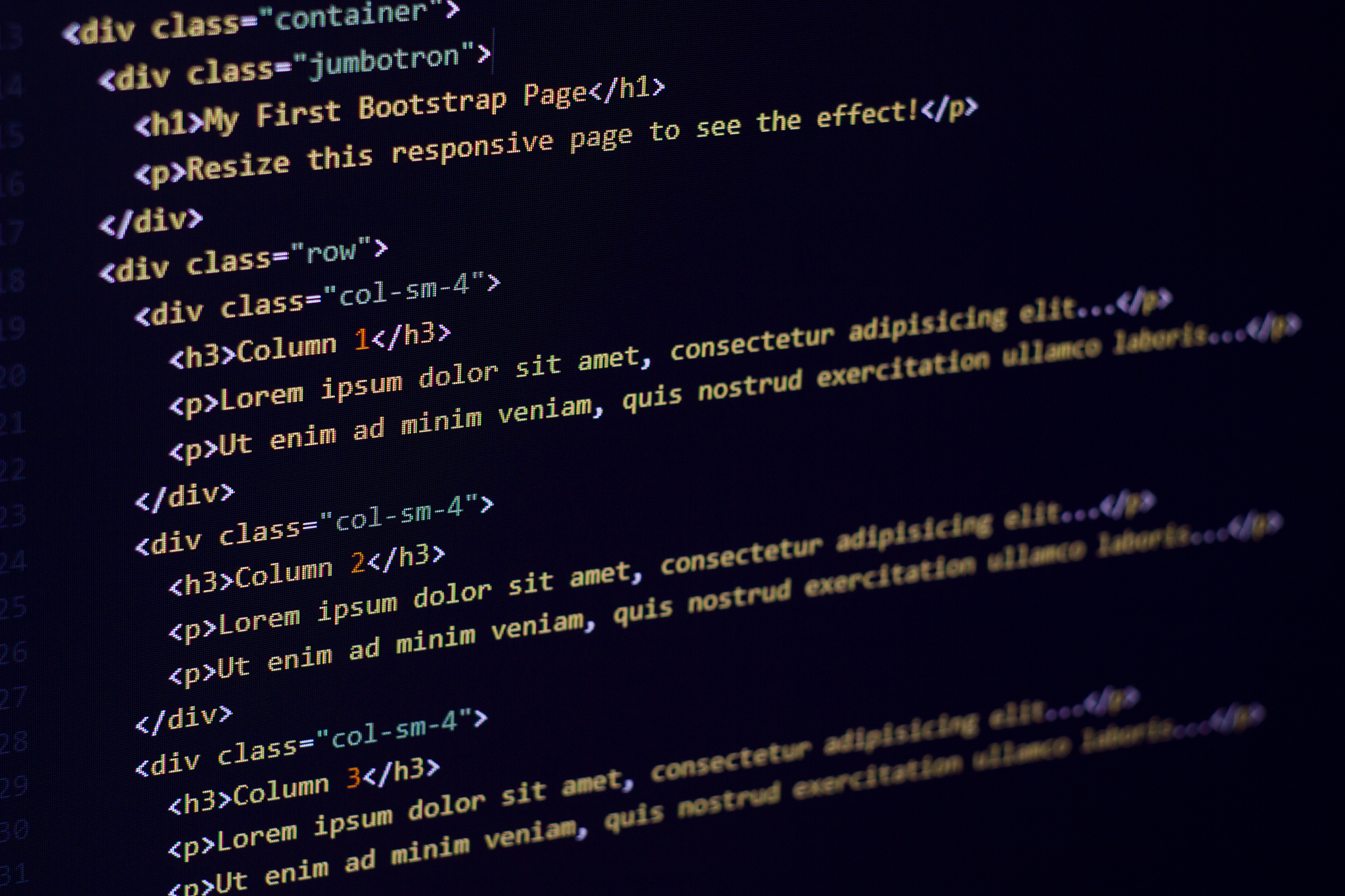 program code on dark background