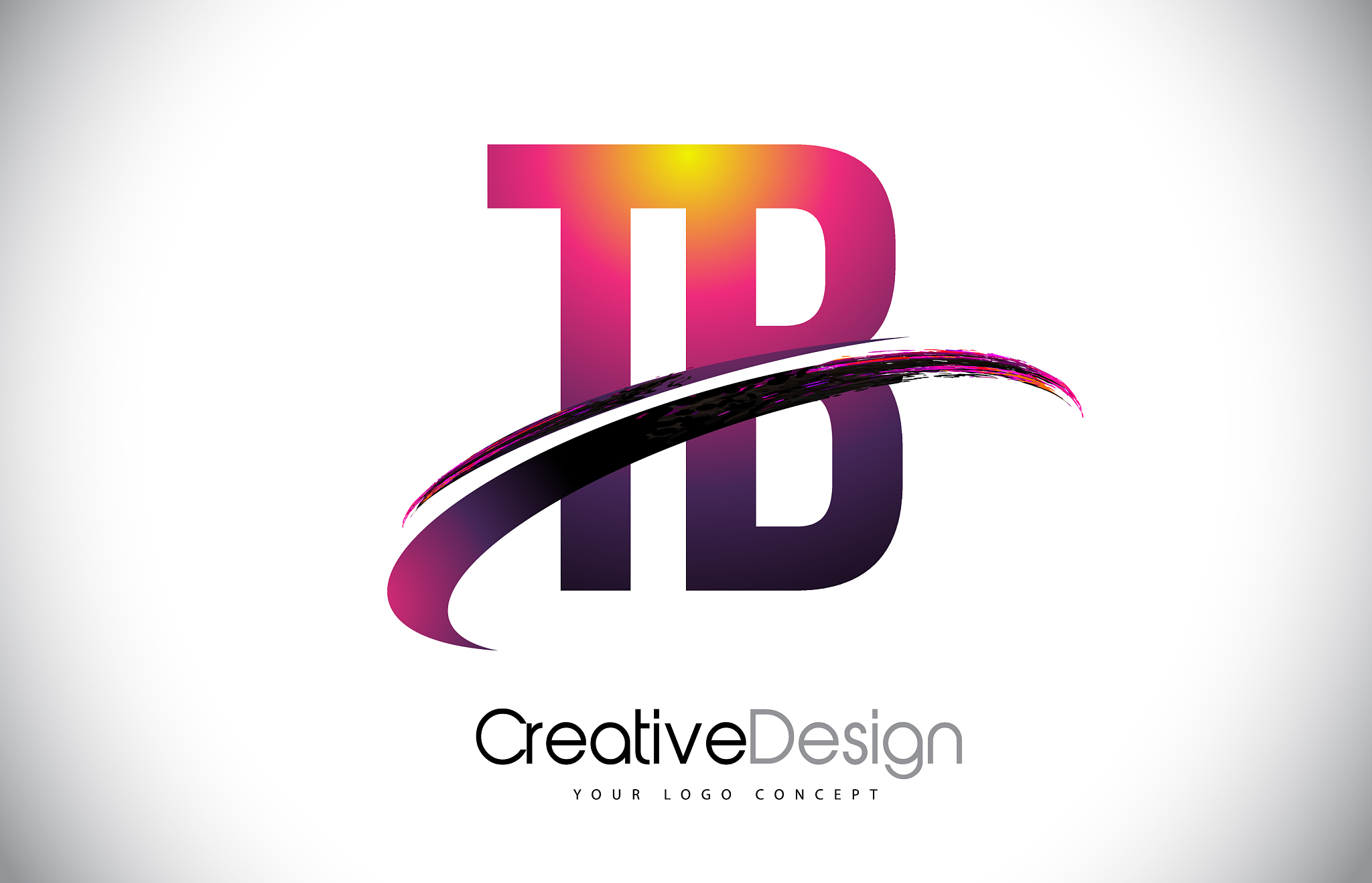 tb t b purple letter logo with swoosh design