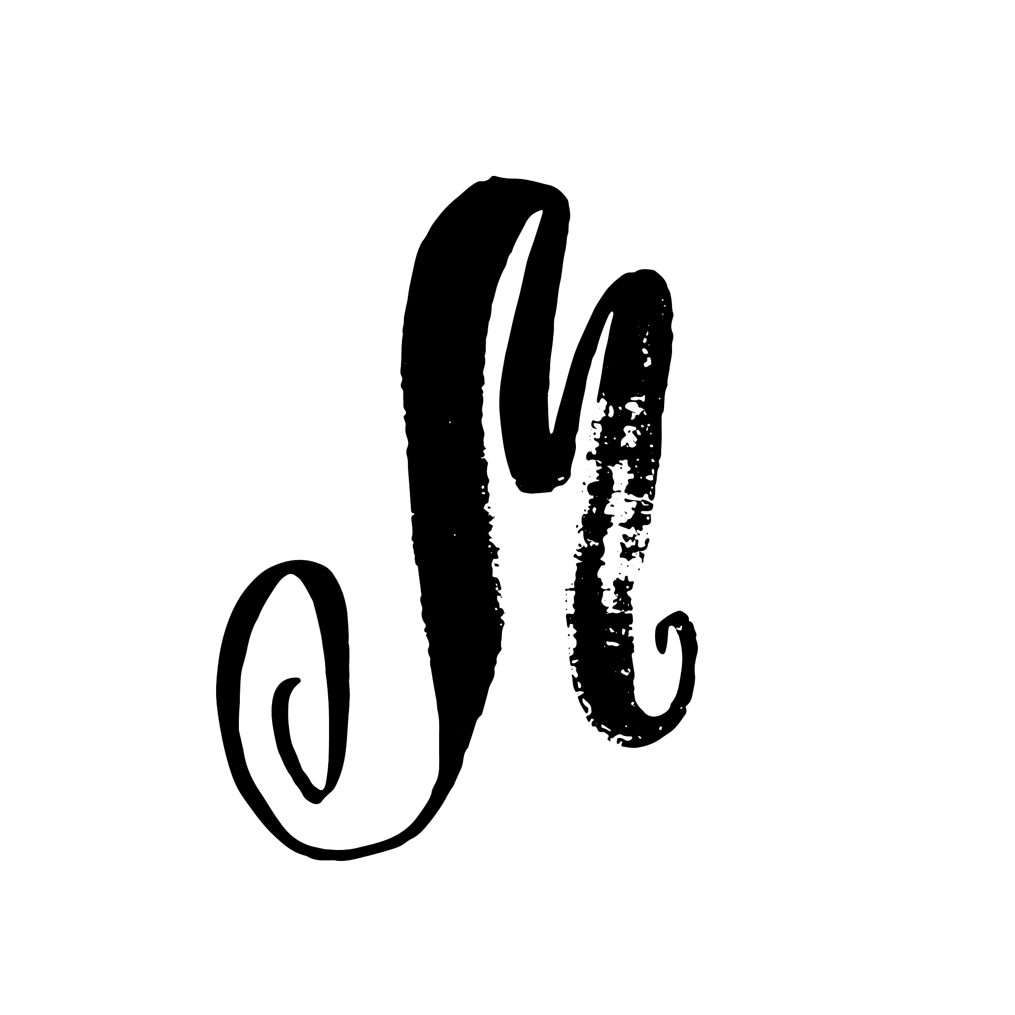 hand painted letter m dry brush modern lettering