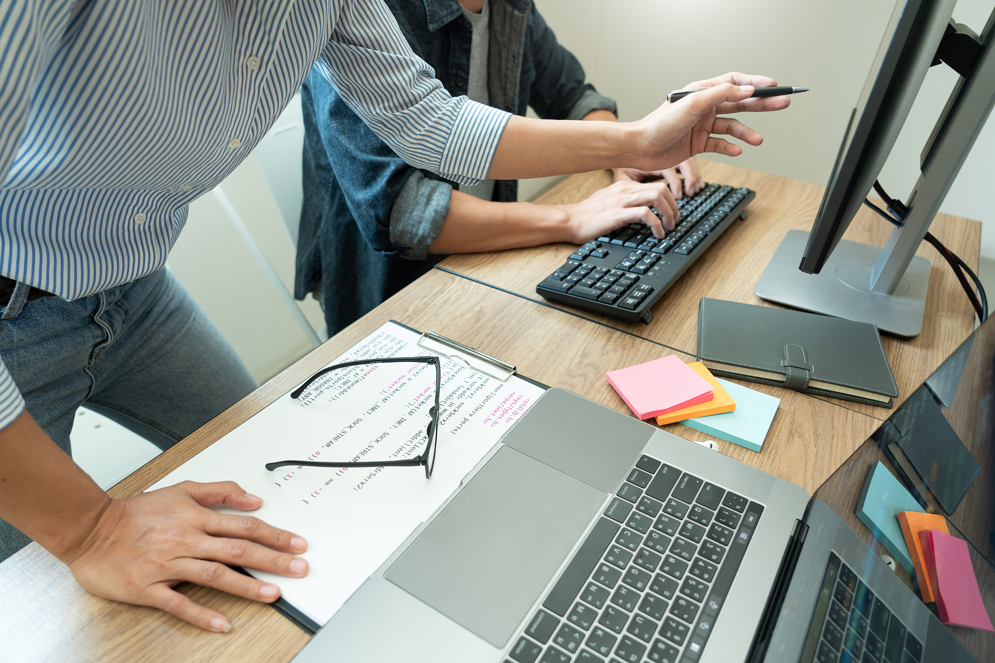 midsection of business people working in office