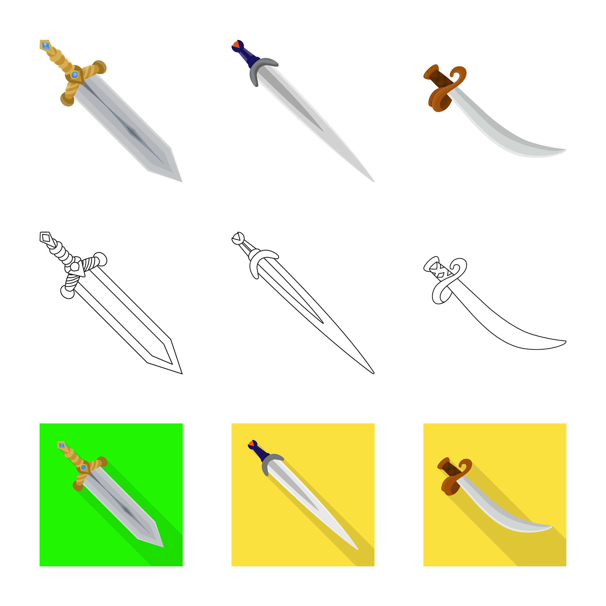 isolated object game and armor symbol set of