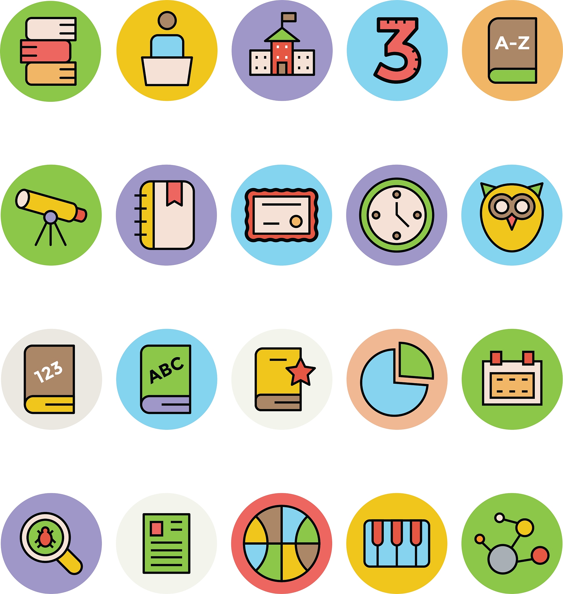 education colored icons 16