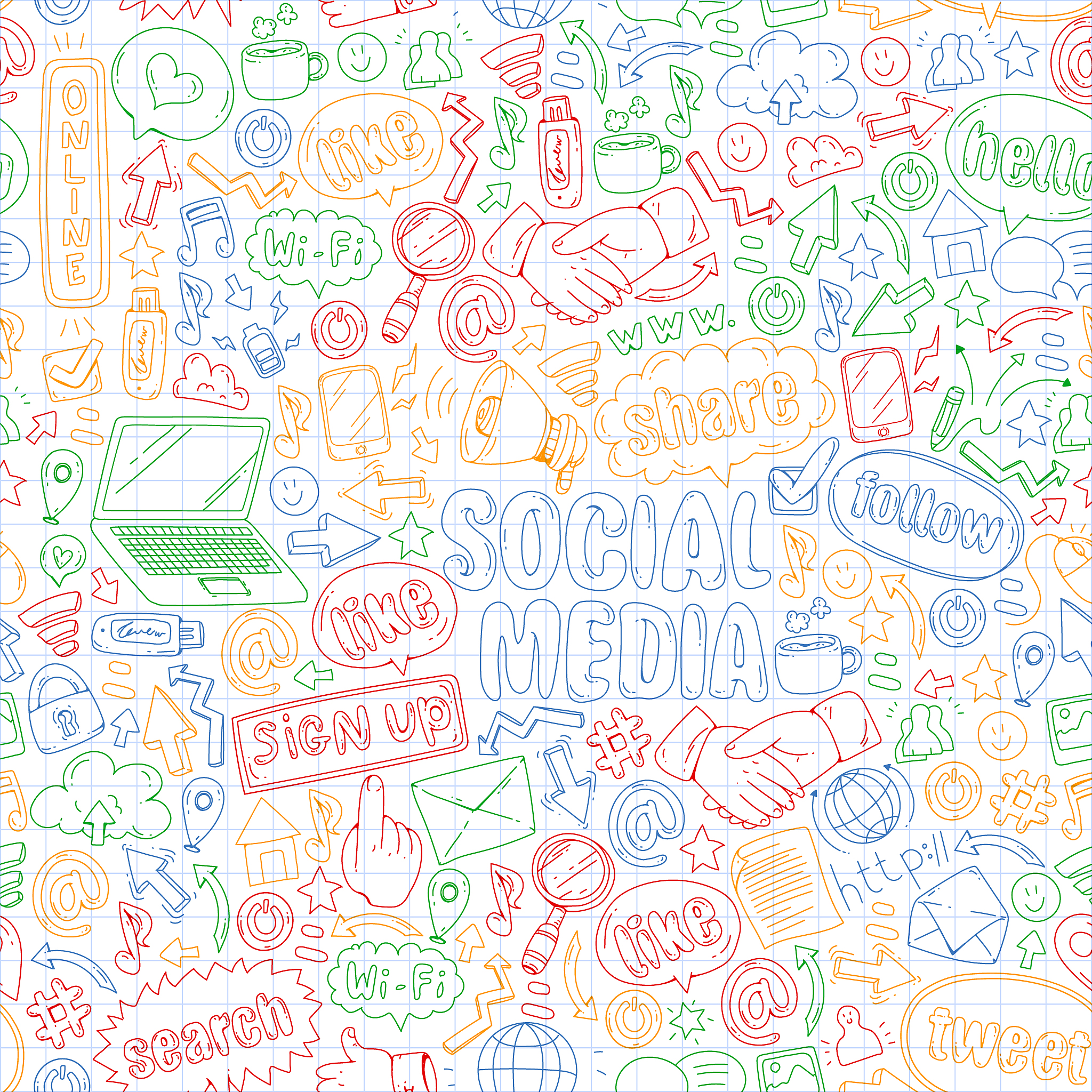social media, business, management vector icons. internet market