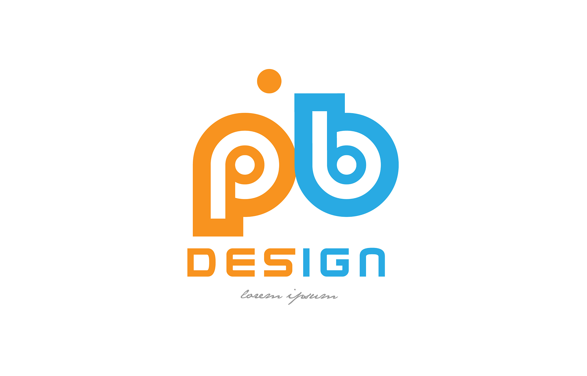 pb p b orange blue alphabet letter logo