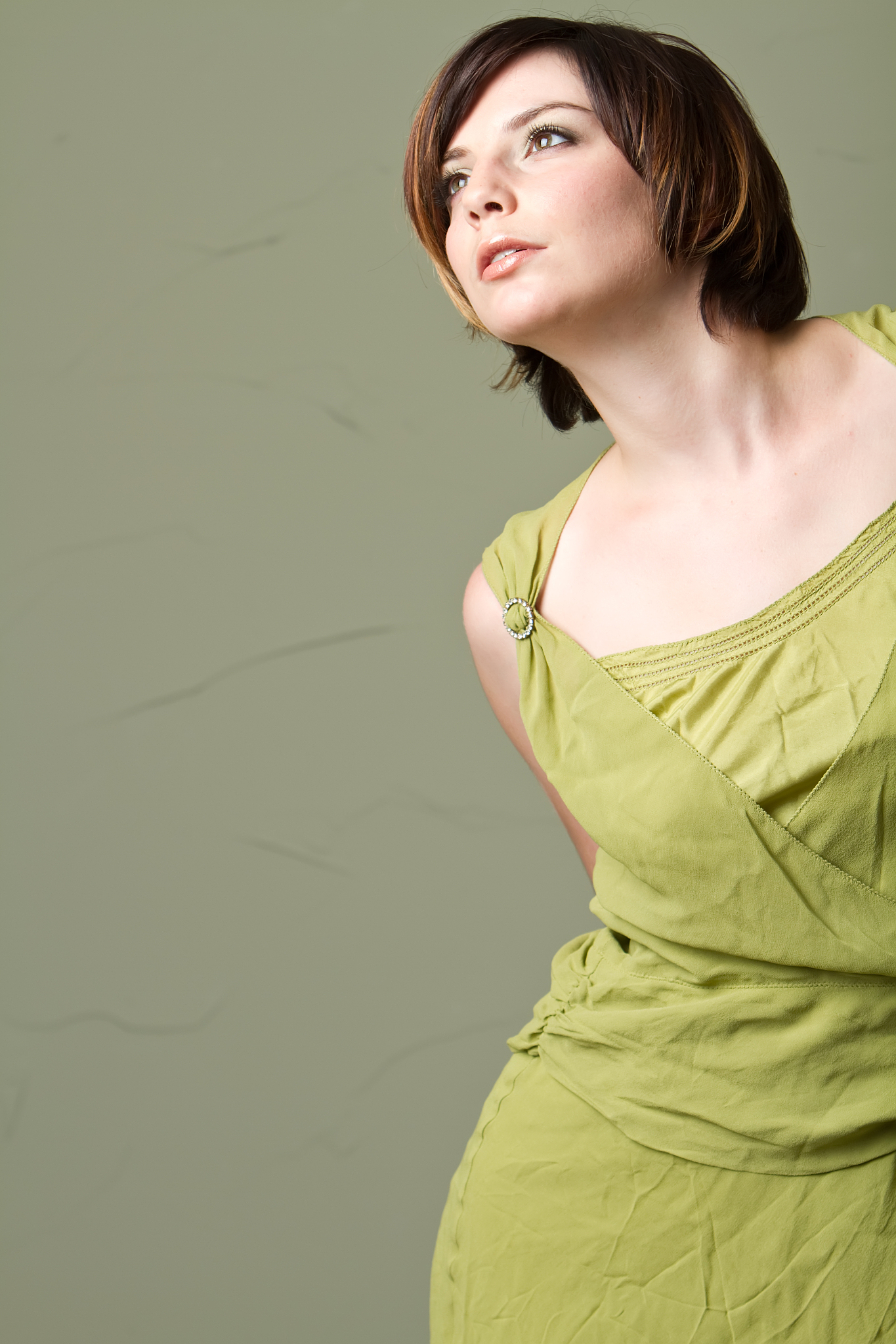 sexy young fashion woman with green dress