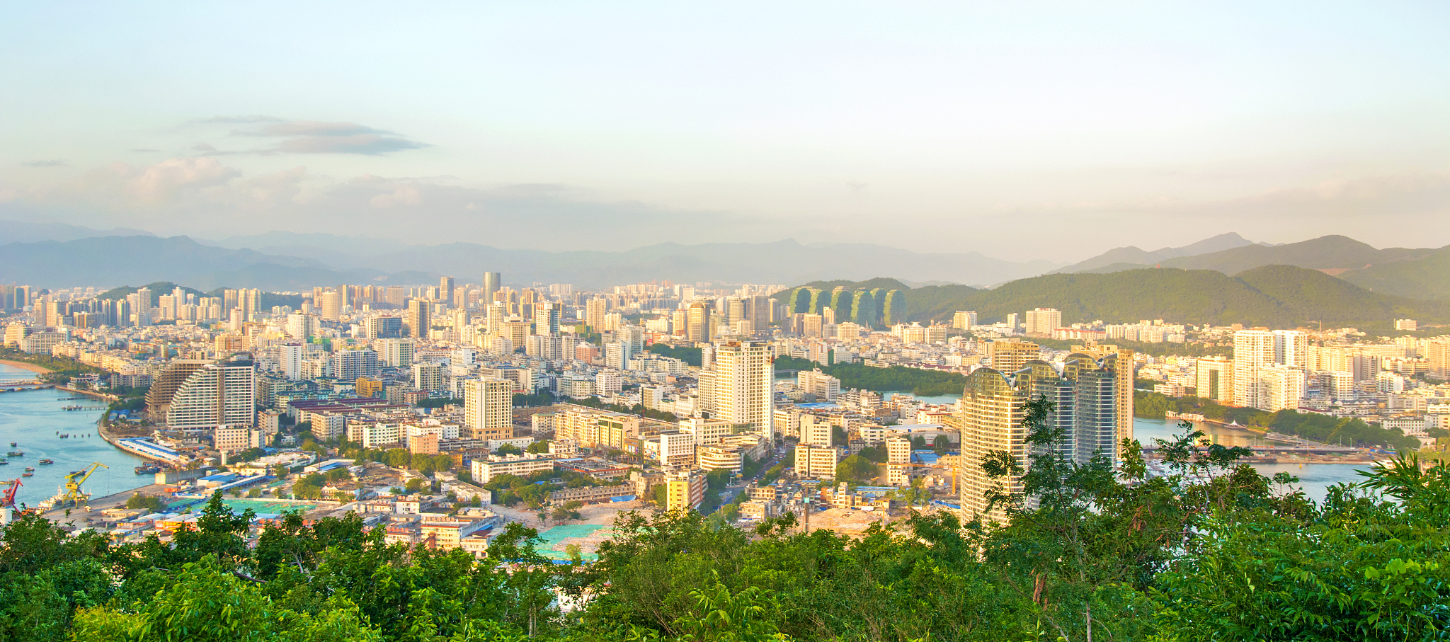 panorama of the city of sanya, a view of the city in the highest