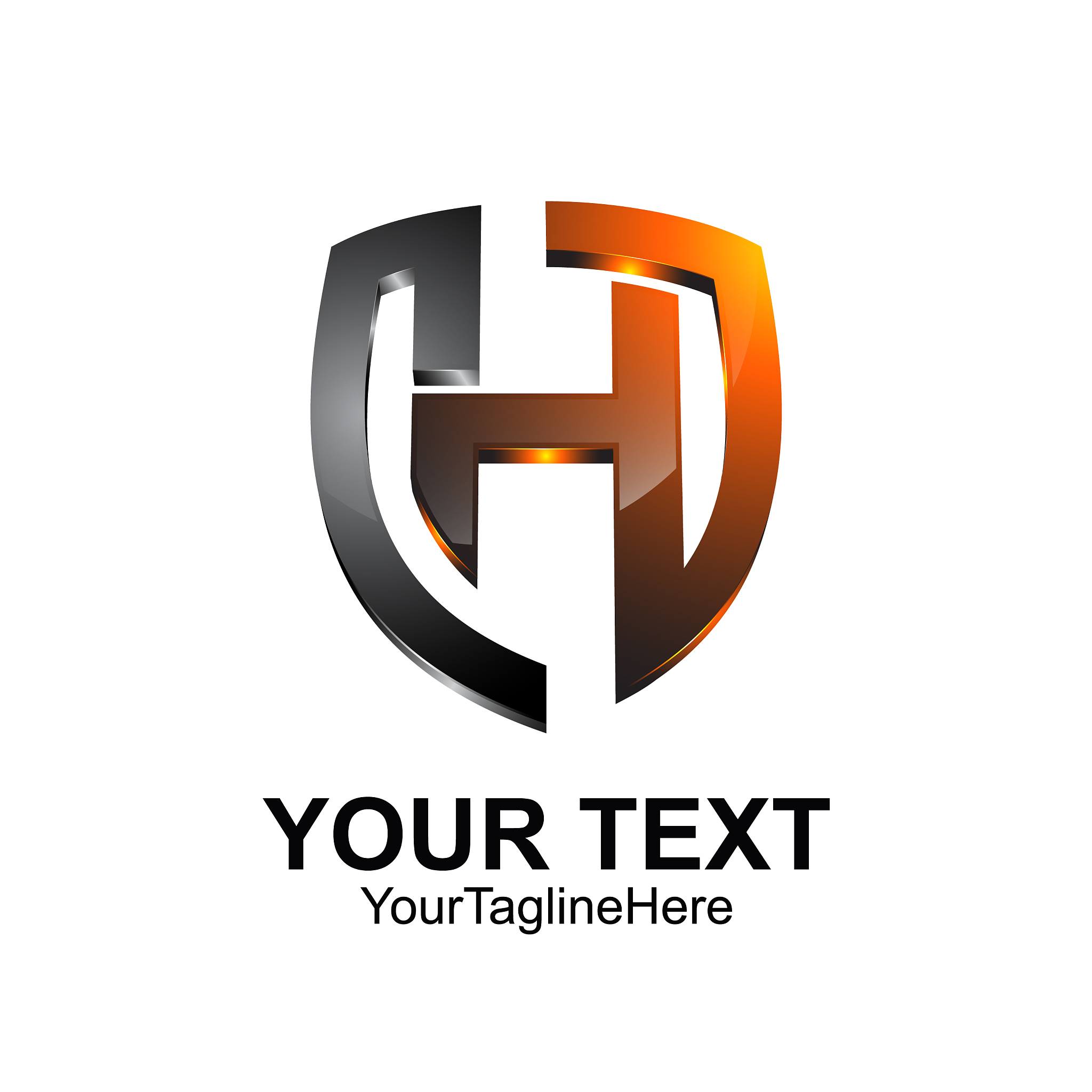 initial letter h logo template colored bronze