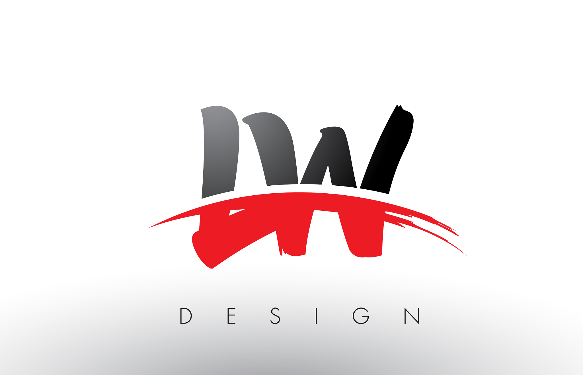 lw l w brush logo letters with red and black