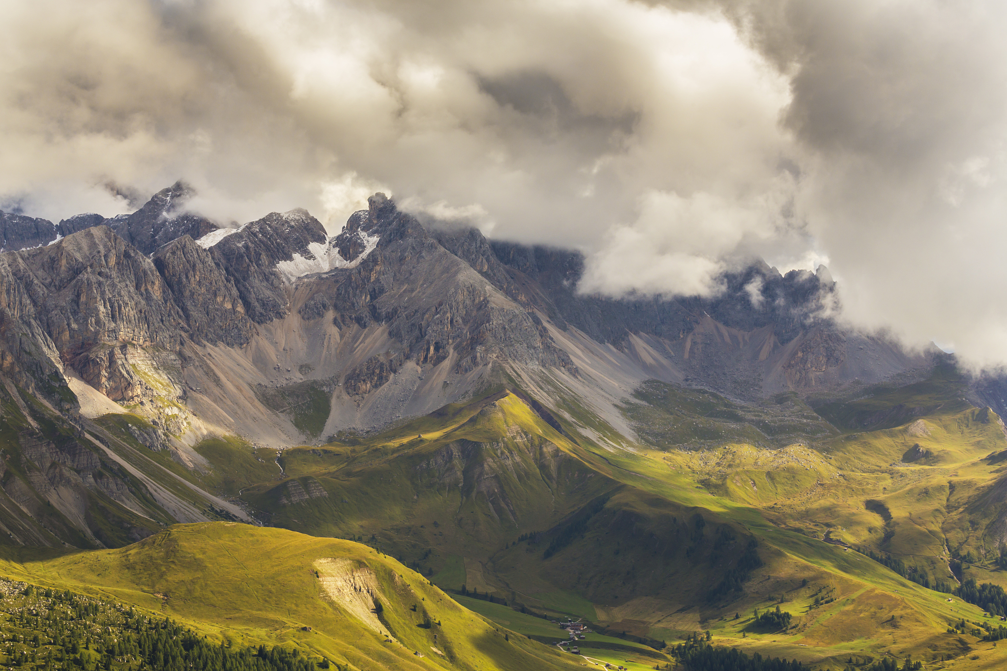 dramatic cloudscape and rain clouds in the dolomite mountains, i