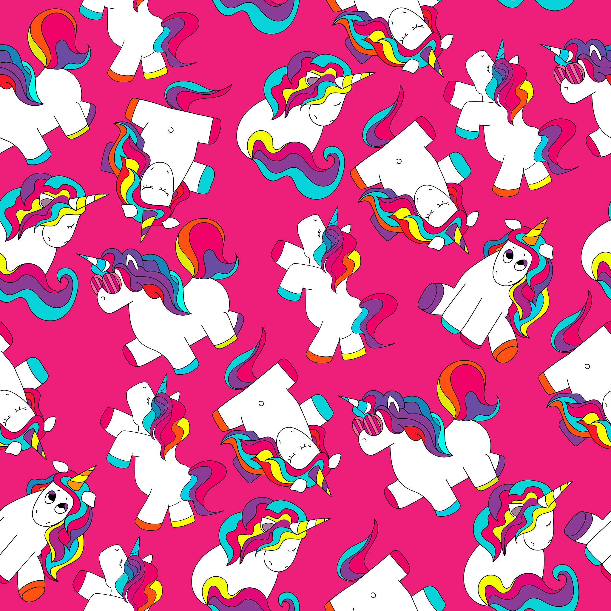 cute and funny hand drawn unicorn seamless pattern vector