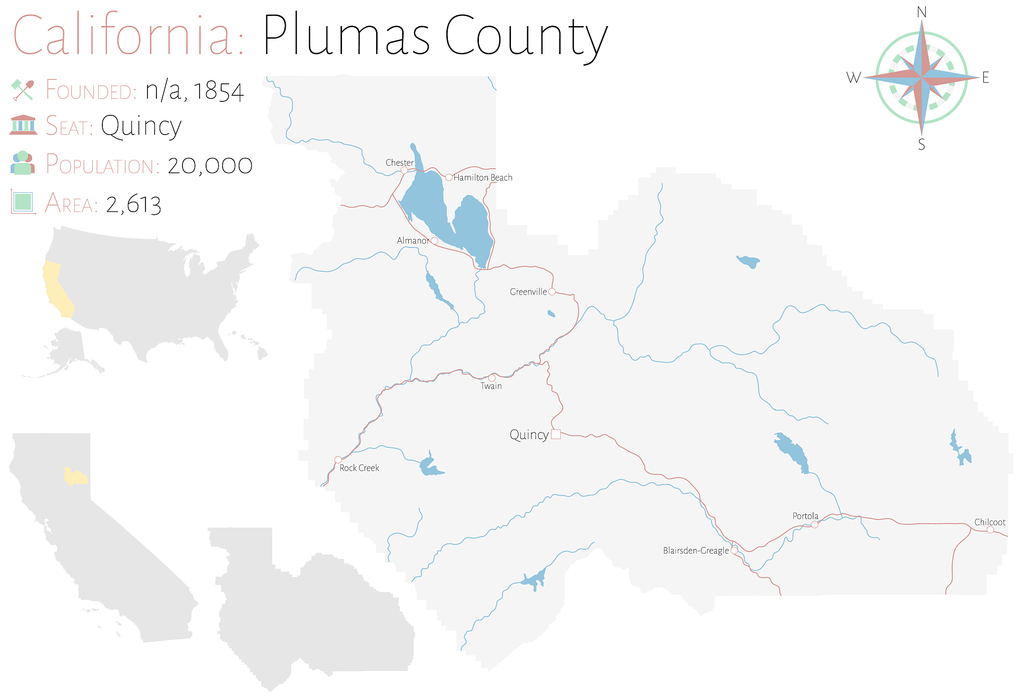 map plumas county in california