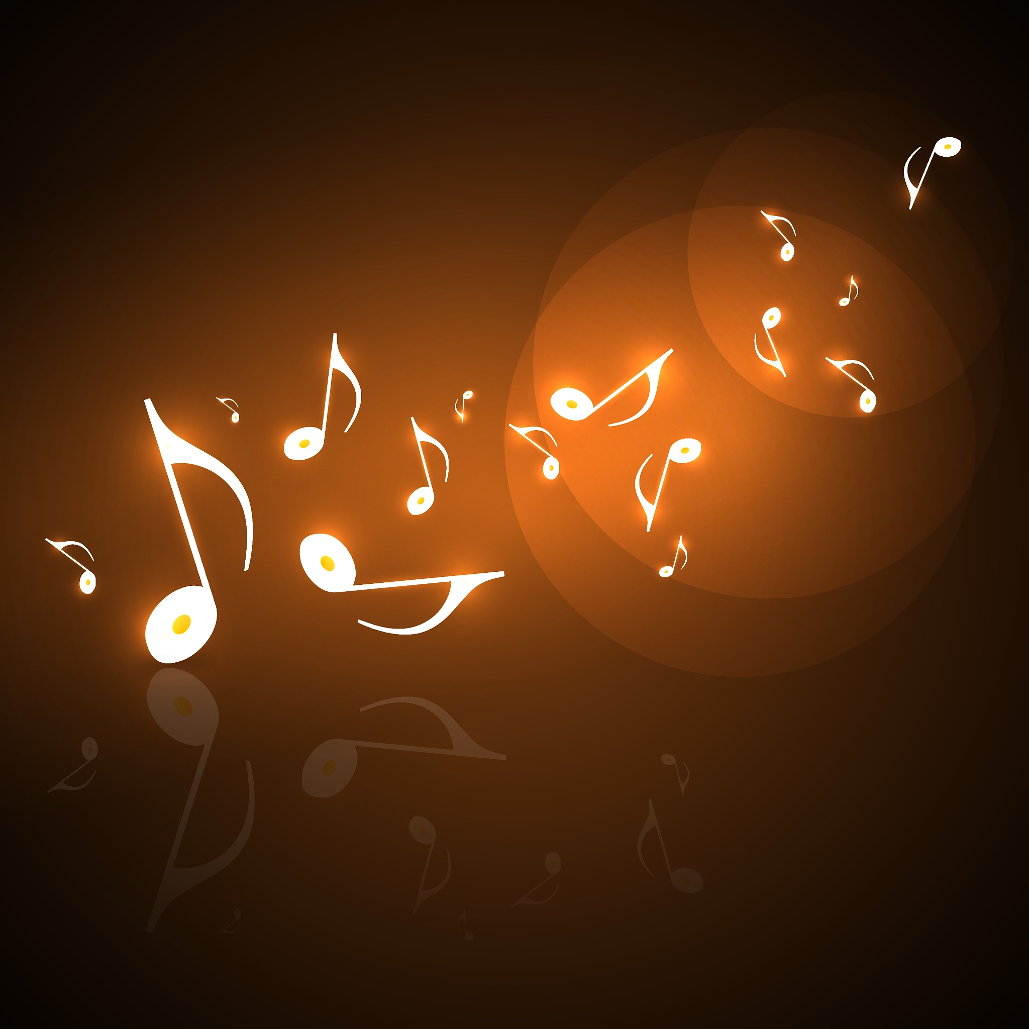 musical background with flowing golden music notes