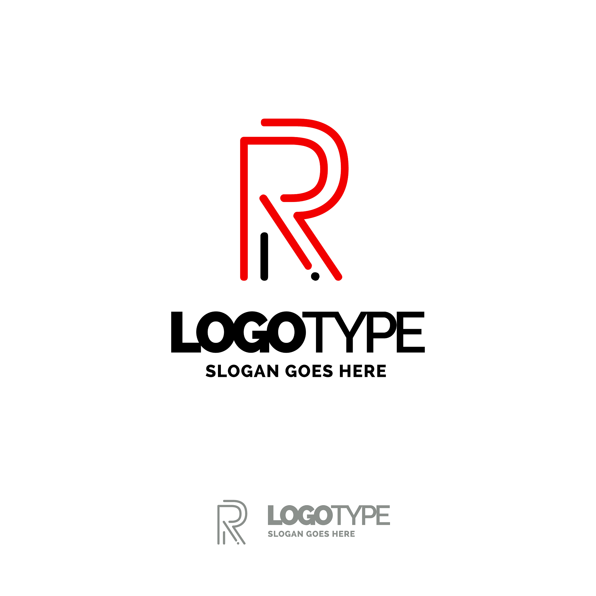 r logo digital logo template black and red logo