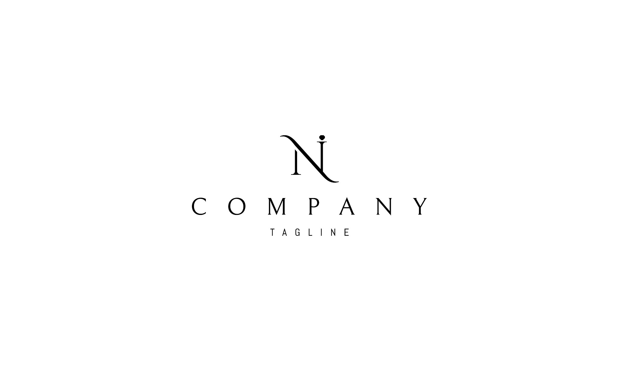 initials letter n and j black vector logo design 2