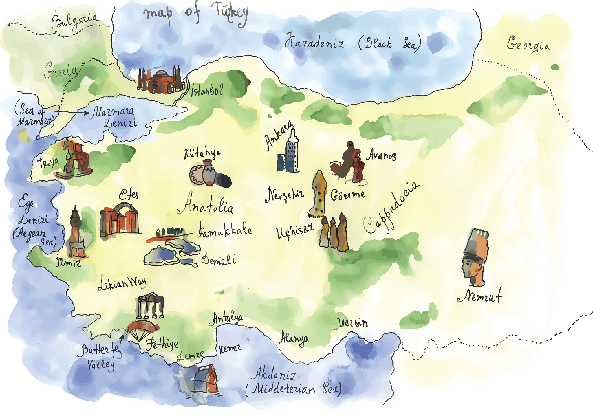 map of turkey attractions