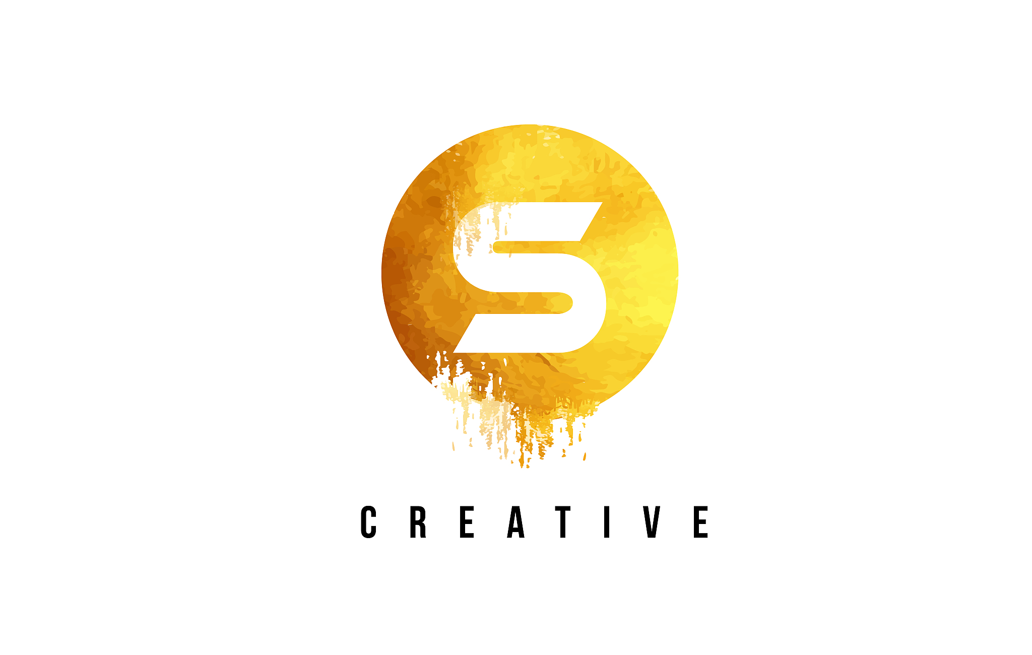 s gold letter logo design with round circular