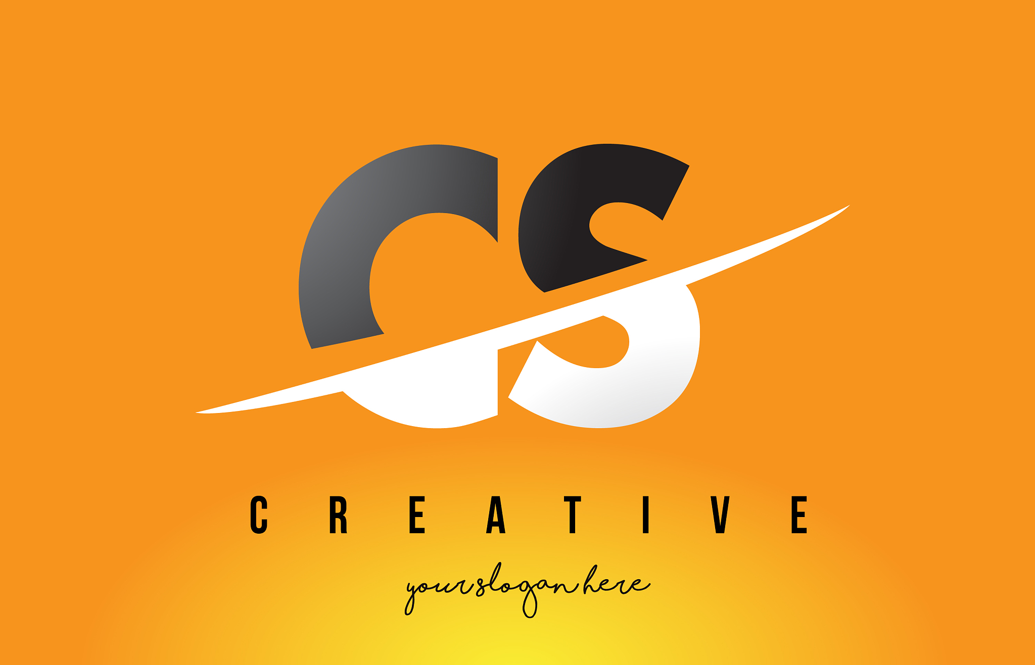 cs c s letter modern logo design with yellow