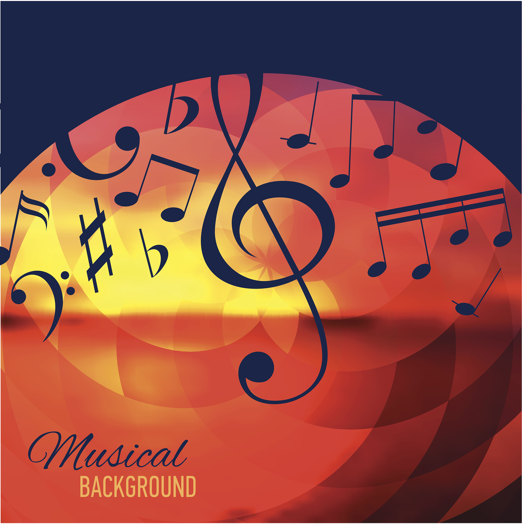 geometrical background with music notes and key.